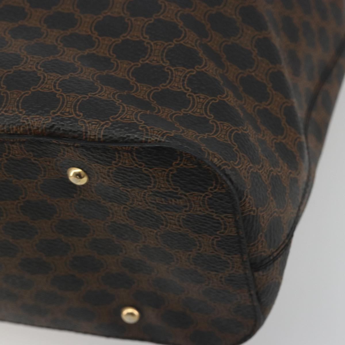 CELINE Macadam Canvas Shoulder Bag PVC Leather Black Gold Auth 195631V