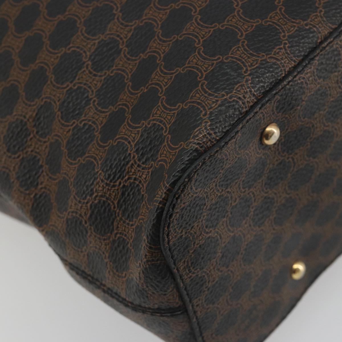 CELINE Macadam Canvas Shoulder Bag PVC Leather Black Gold Auth 195631V