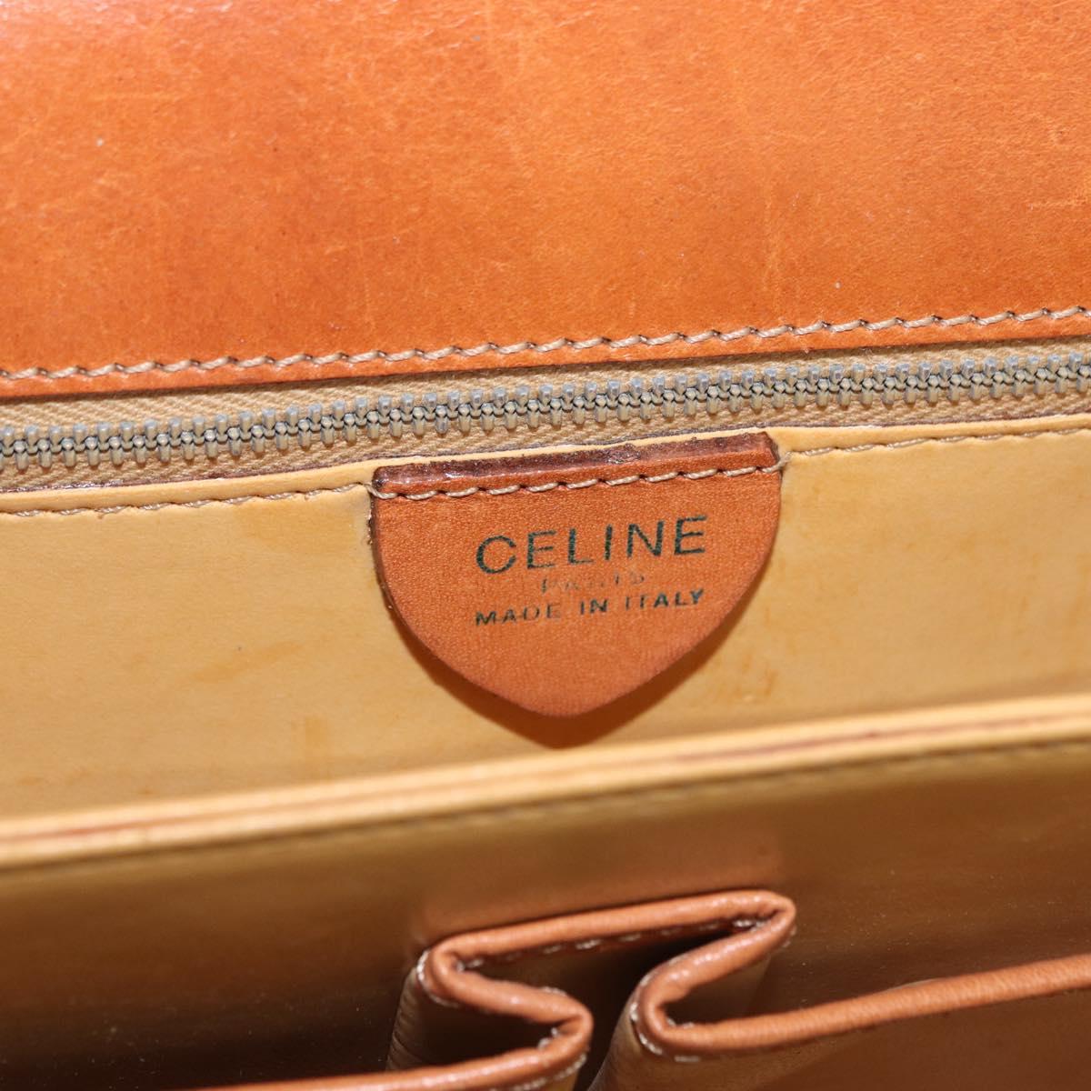 CELINE Macadam Canvas Shoulder Bag PVC Beige Gold Auth 195634