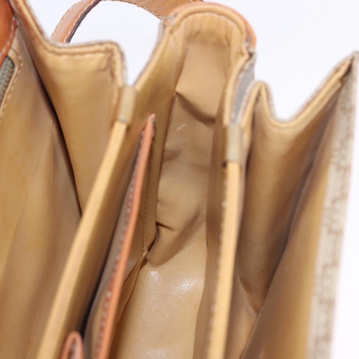 CELINE Macadam Canvas Shoulder Bag PVC Beige Gold Auth 195634