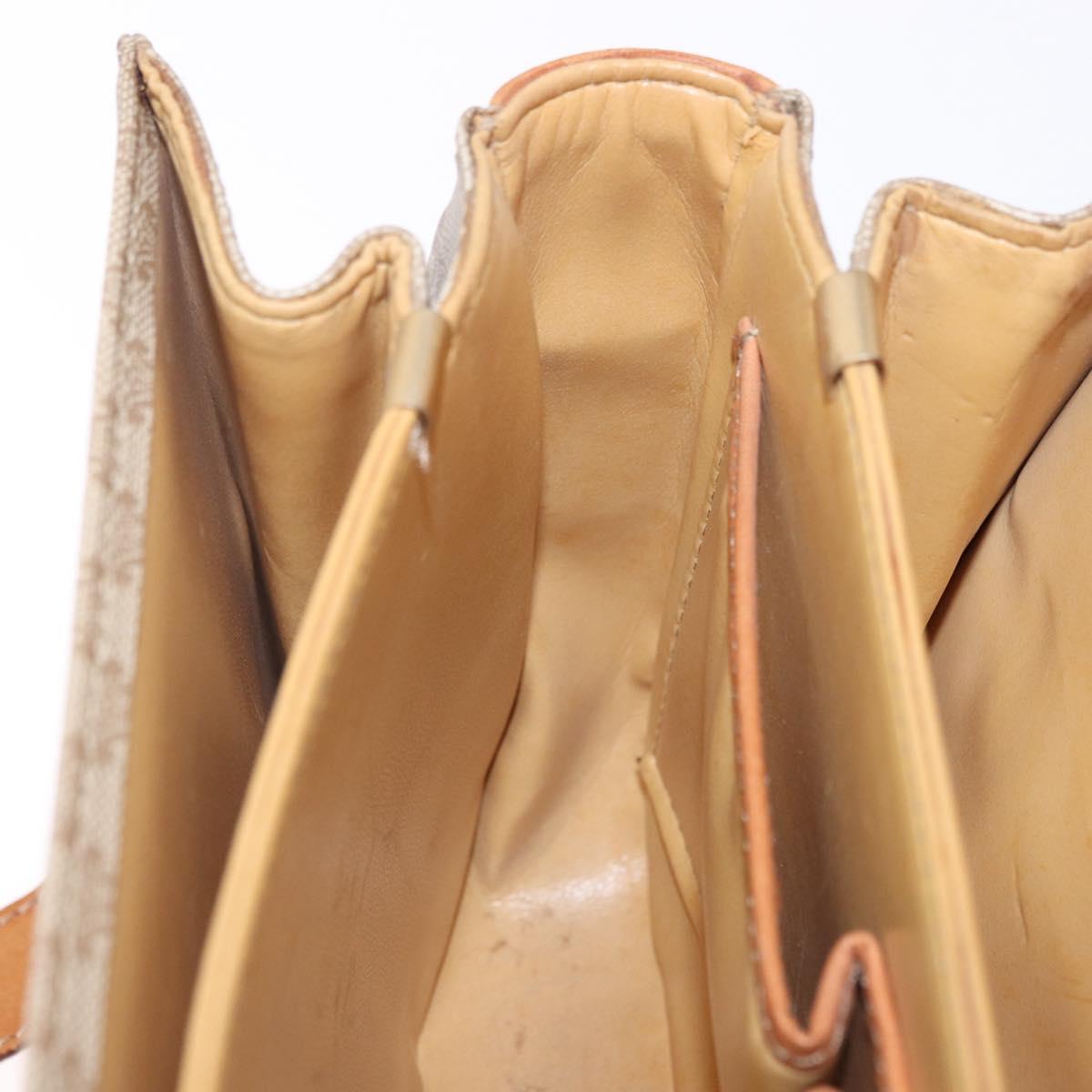 CELINE Macadam Canvas Shoulder Bag PVC Beige Gold Auth 195634