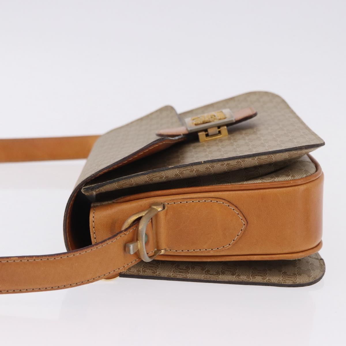 CELINE Macadam Canvas Shoulder Bag PVC Beige Gold Auth 195634