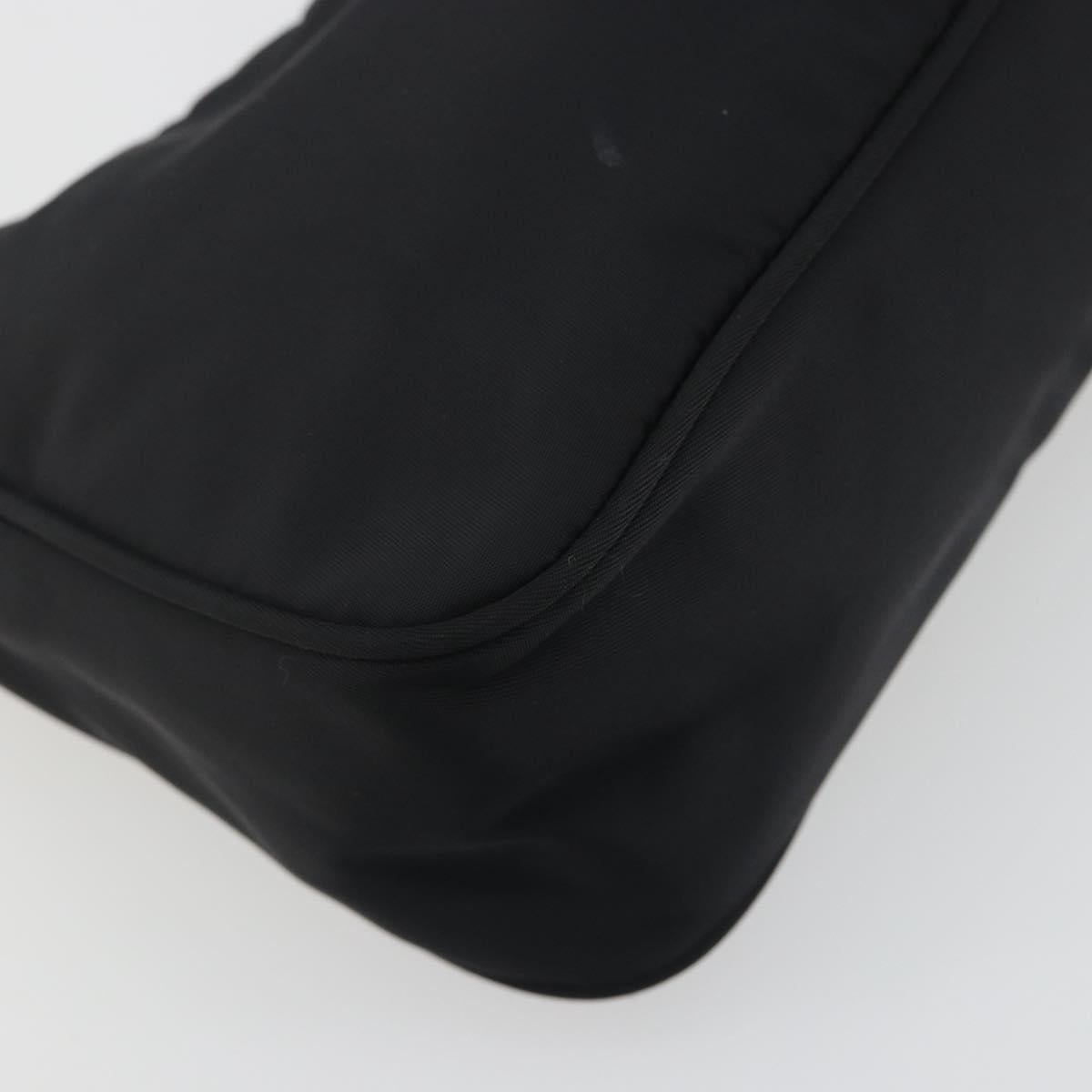 PRADA Hand Pouch Nylon Black Silver Auth 195635V