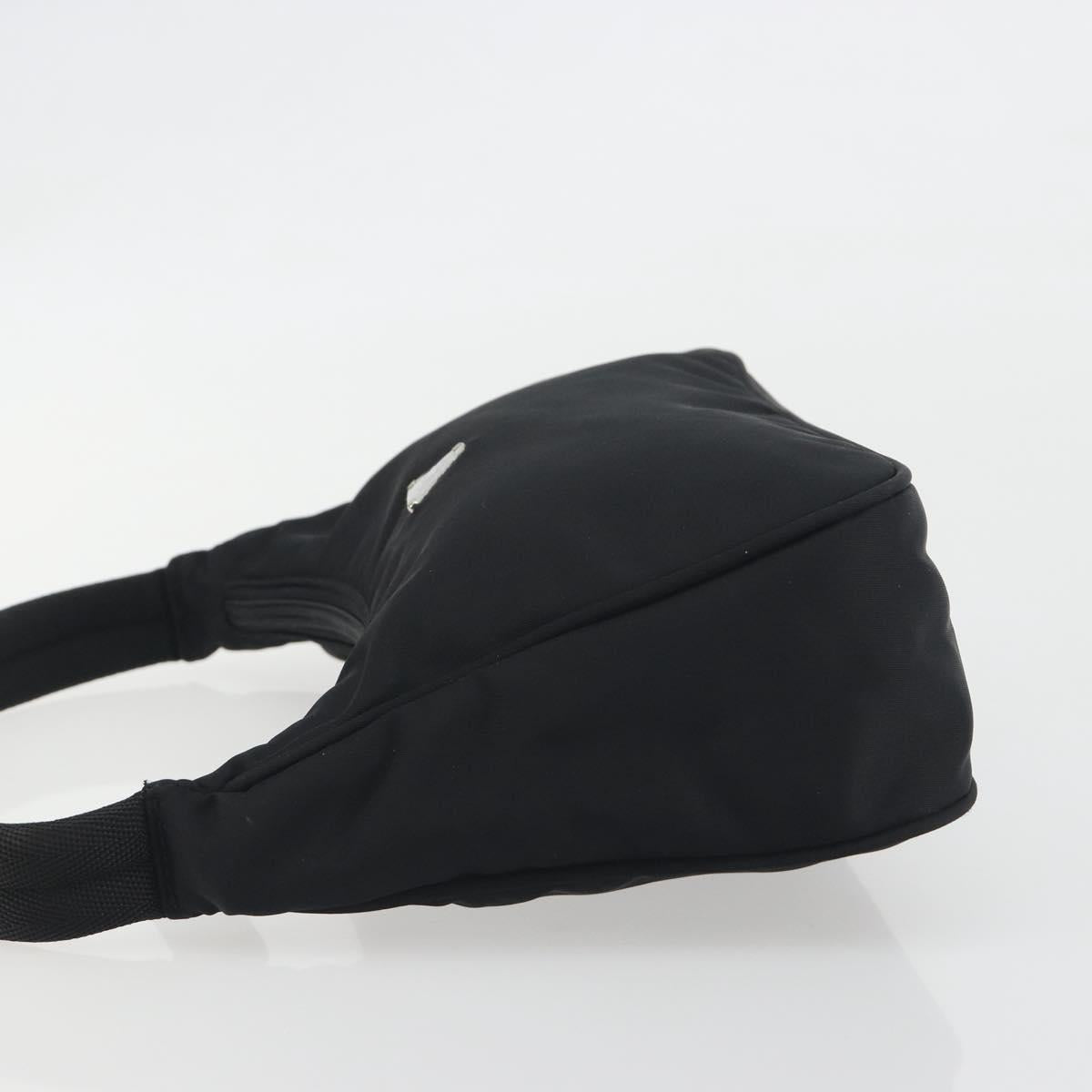 PRADA Hand Pouch Nylon Black Silver Auth 195635V