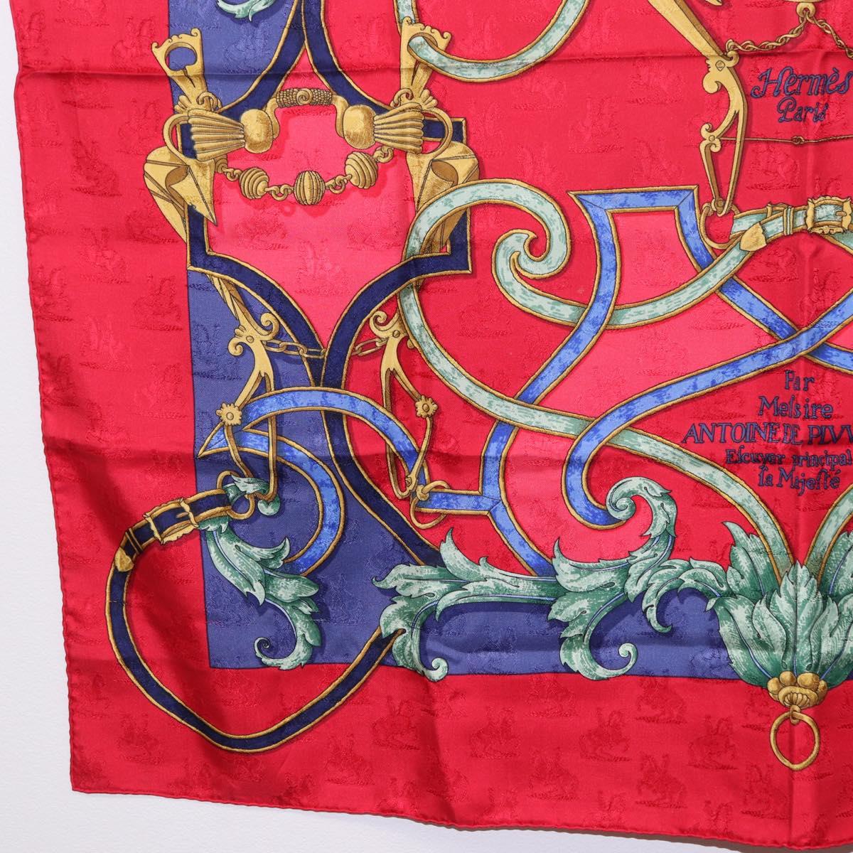 HERMES Carre90 Scarf Silk Red Auth 195639