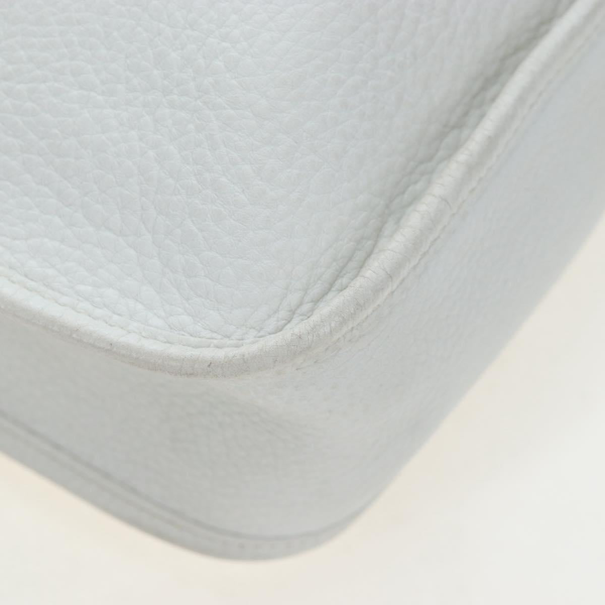 HERMES Evelyn 1GM Shoulder Bag Leather White Silver Auth 195640SAM