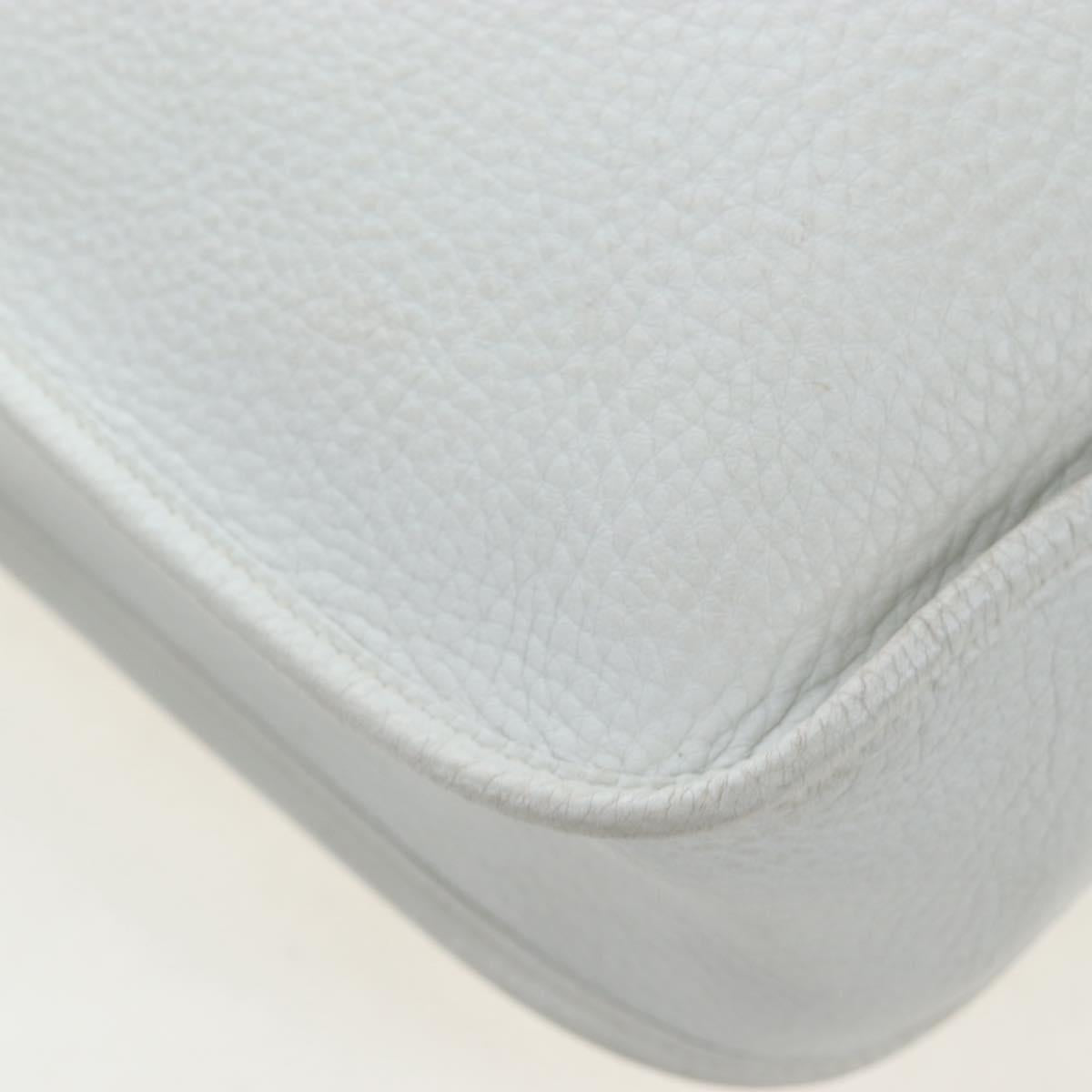 HERMES Evelyn 1GM Shoulder Bag Leather White Silver Auth 195640SAM