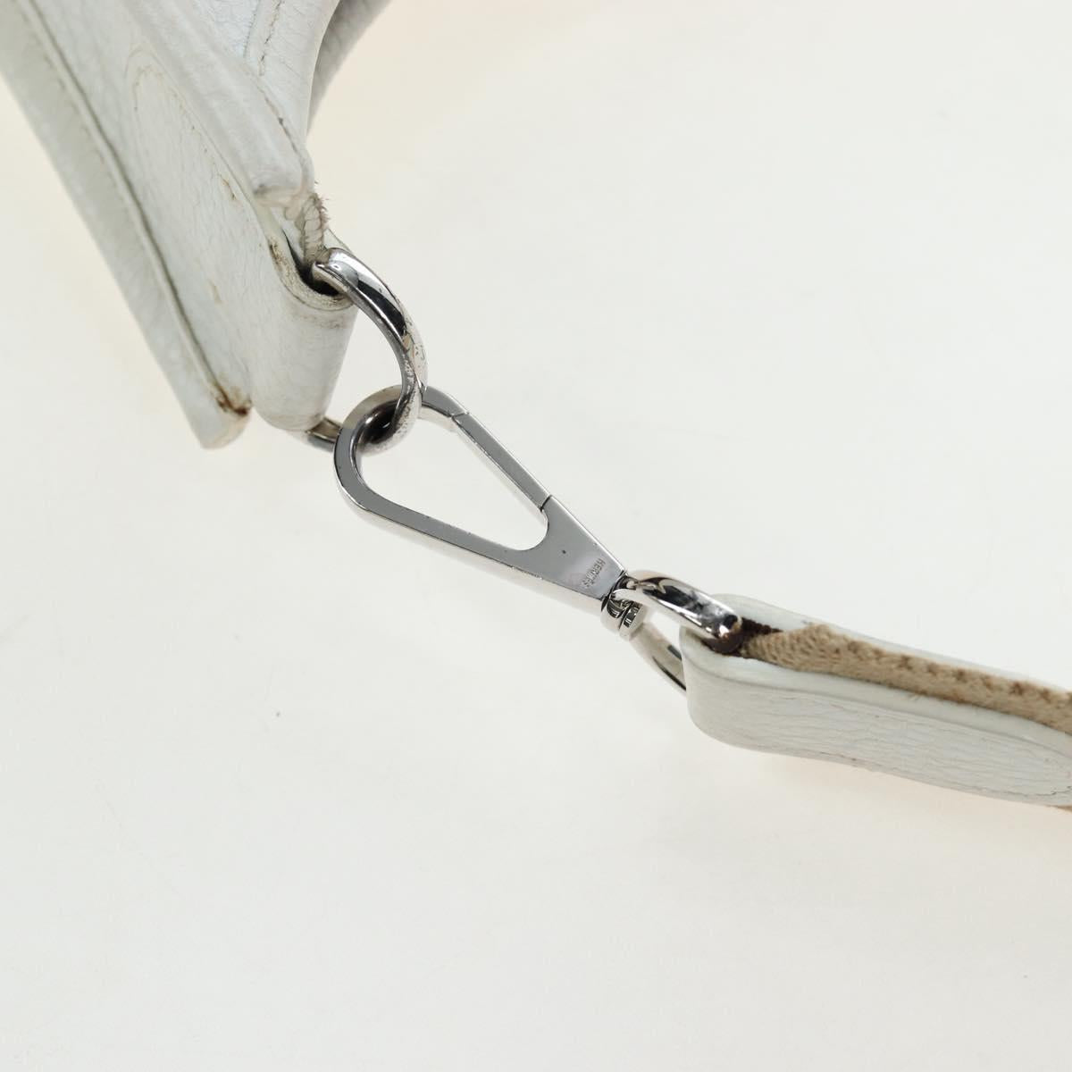 HERMES Evelyn 1GM Shoulder Bag Leather White Silver Auth 195640SAM