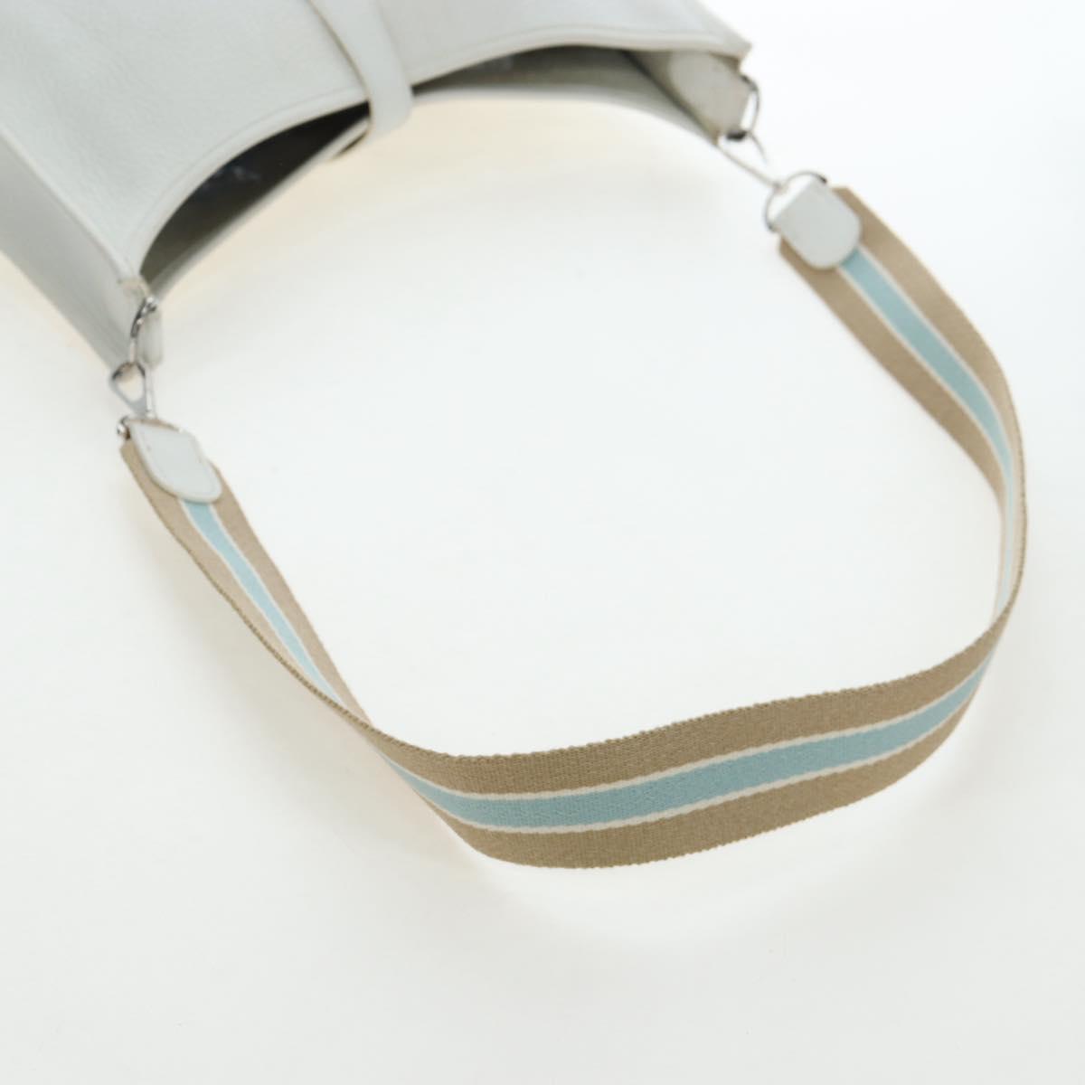 HERMES Evelyn 1GM Shoulder Bag Leather White Silver Auth 195640SAM