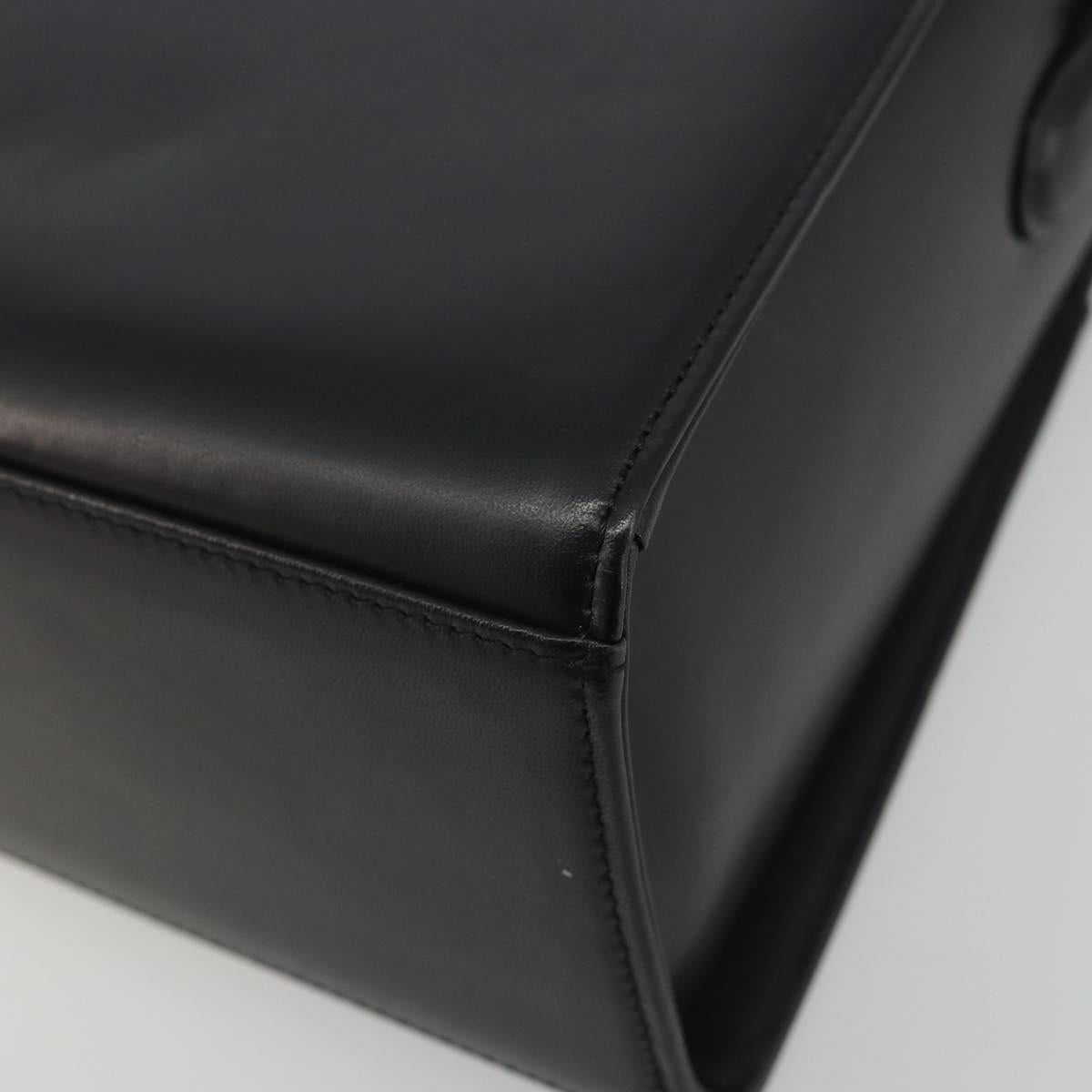 GIVENCHY Hand Bag Leather Black Gold Auth 195642A