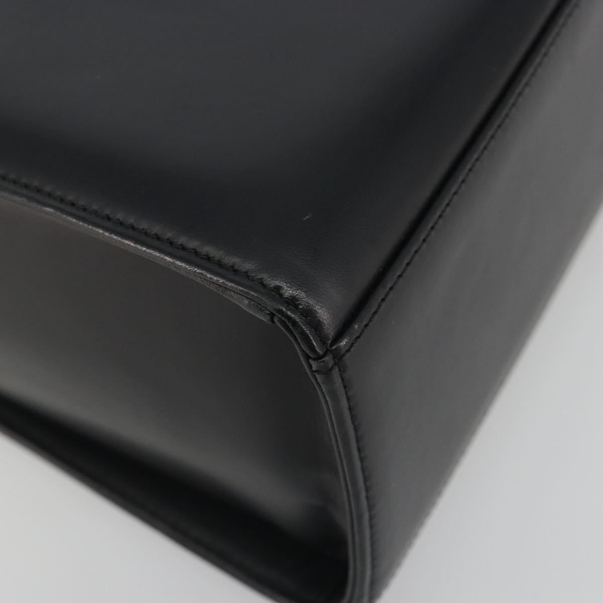 GIVENCHY Hand Bag Leather Black Gold Auth 195642A