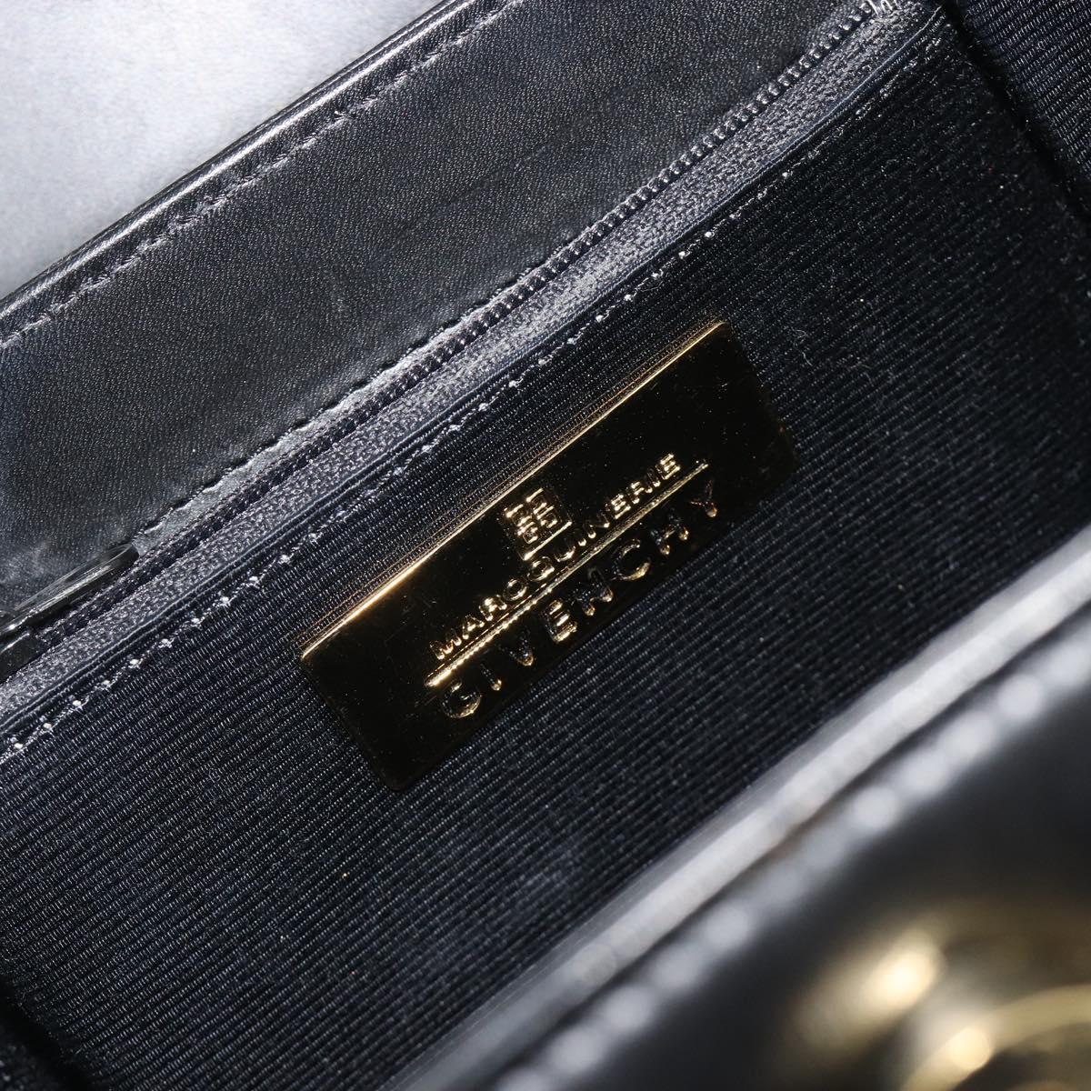 GIVENCHY Hand Bag Leather Black Gold Auth 195642A