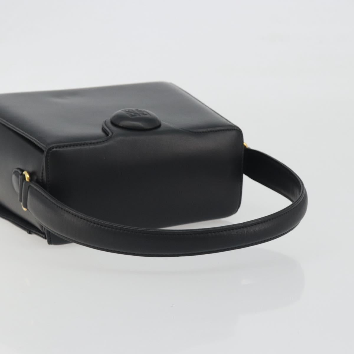 GIVENCHY Hand Bag Leather Black Gold Auth 195642A