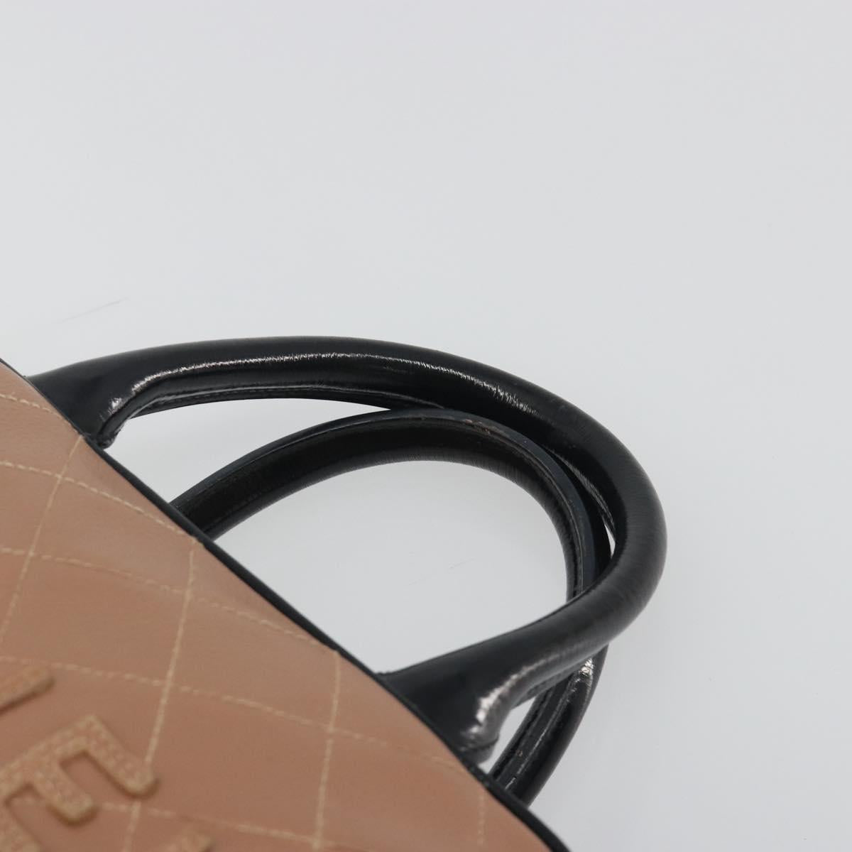 CHANEL Hand Bag Caviar Skin Brown Silver CC Auth 195643A