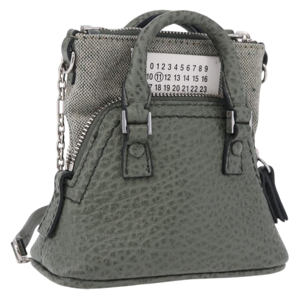 Maison Margiela 5AC 2way Mini Bag Hand Leather Gray Silver Auth 195644M