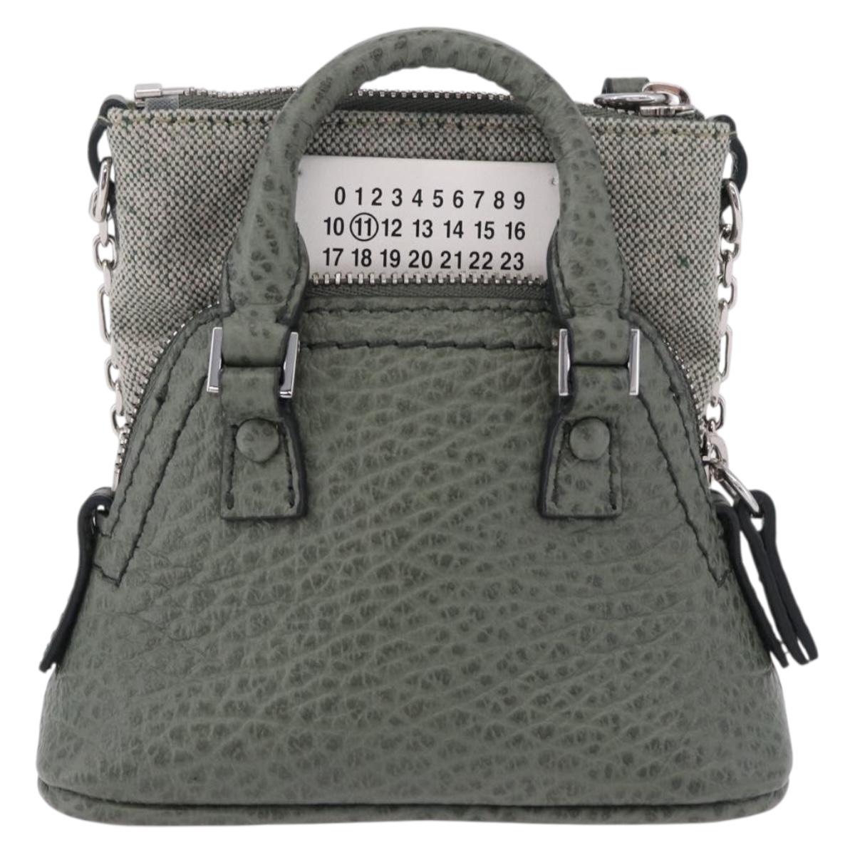 Maison Margiela 5AC 2way Mini Bag Hand Leather Gray Silver Auth 195644M