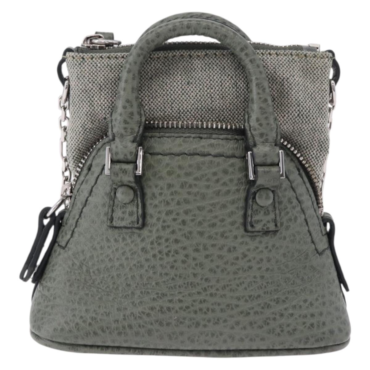 Maison Margiela 5AC 2way Mini Bag Hand Leather Gray Silver Auth 195644M