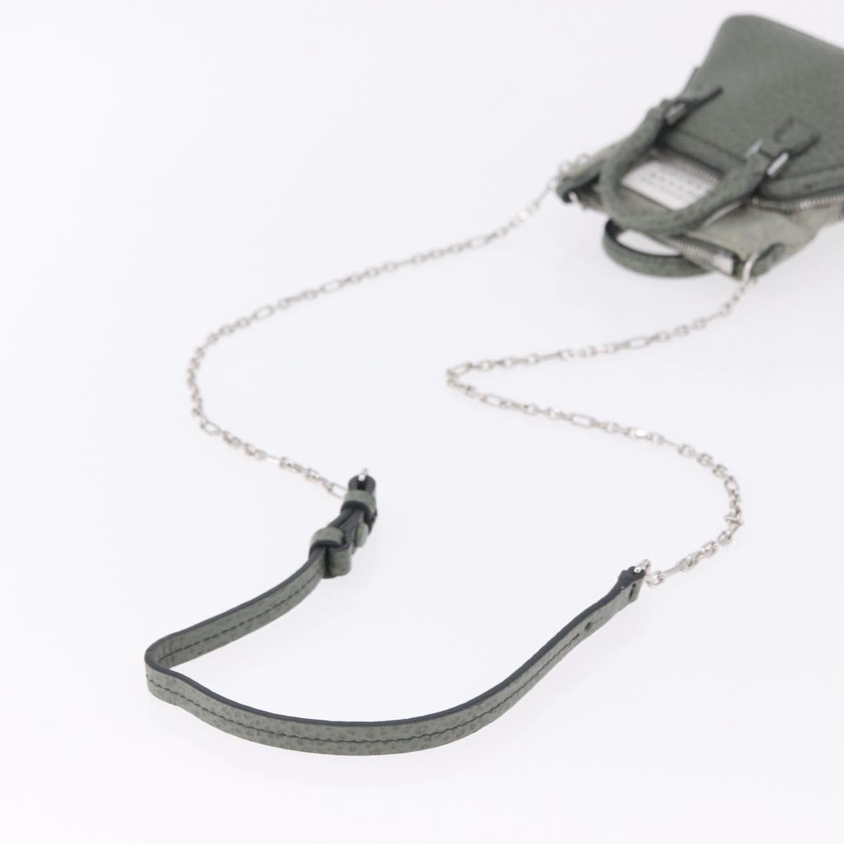 Maison Margiela 5AC 2way Mini Bag Hand Leather Gray Silver Auth 195644M