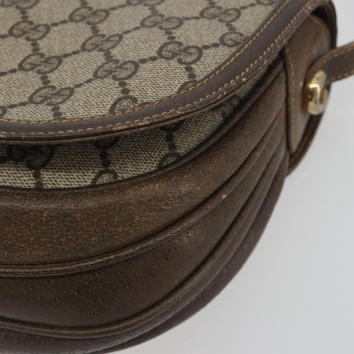 GUCCI GG Supreme Shoulder Bag PVC Beige Gold Auth 195645