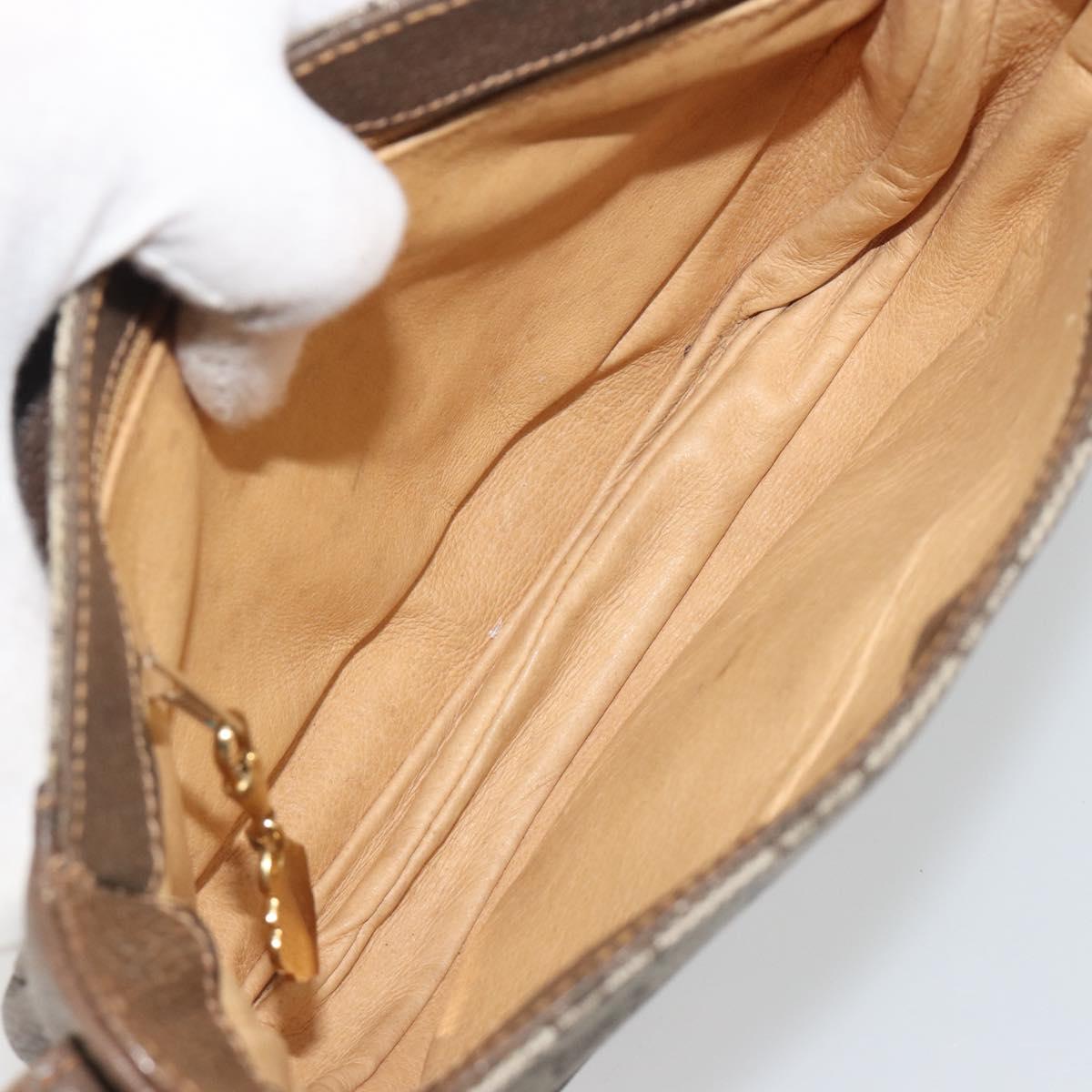 GUCCI GG Supreme Shoulder Bag PVC Beige Gold Auth 195645