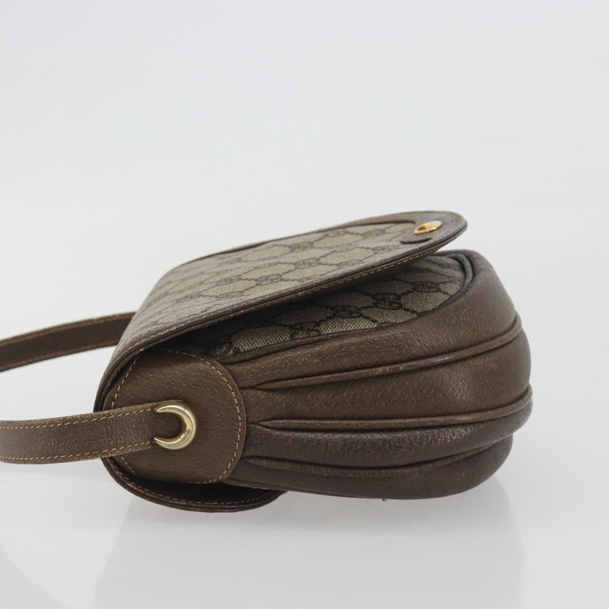 GUCCI GG Supreme Shoulder Bag PVC Beige Gold Auth 195645