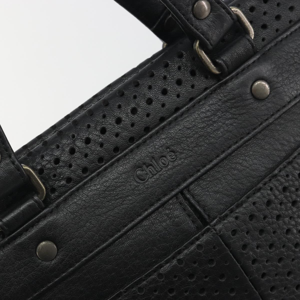 Chloe Hand Bag Leather Black Auth 195646A