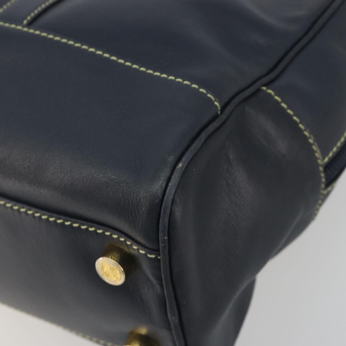 LOEWE Amazonas Hand Bag Leather Navy Gold Auth 195648A