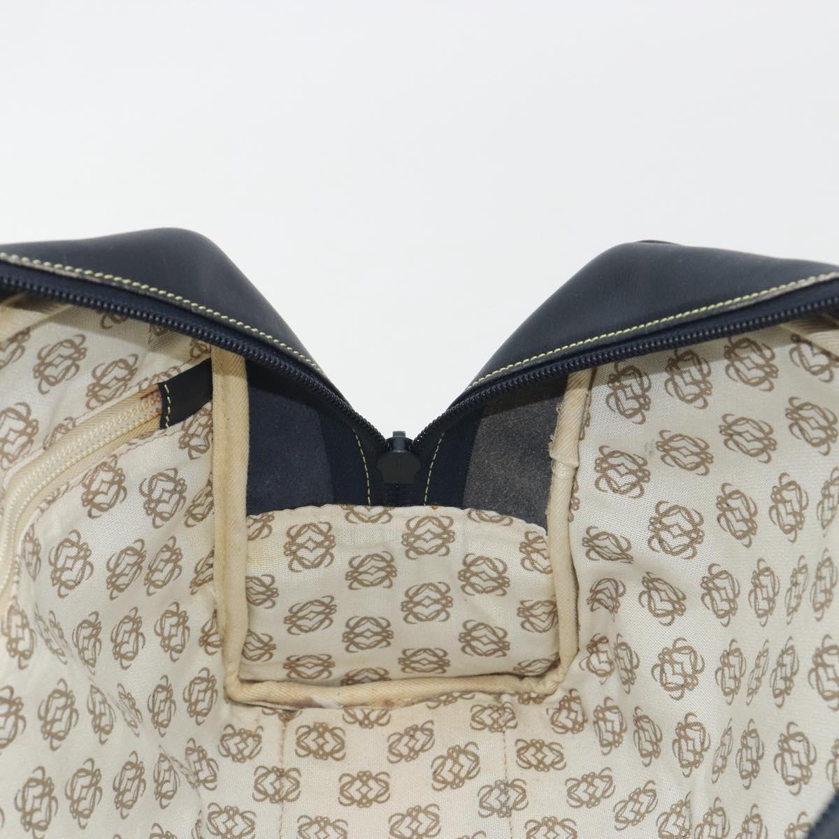 LOEWE Amazonas Hand Bag Leather Navy Gold Auth 195648A