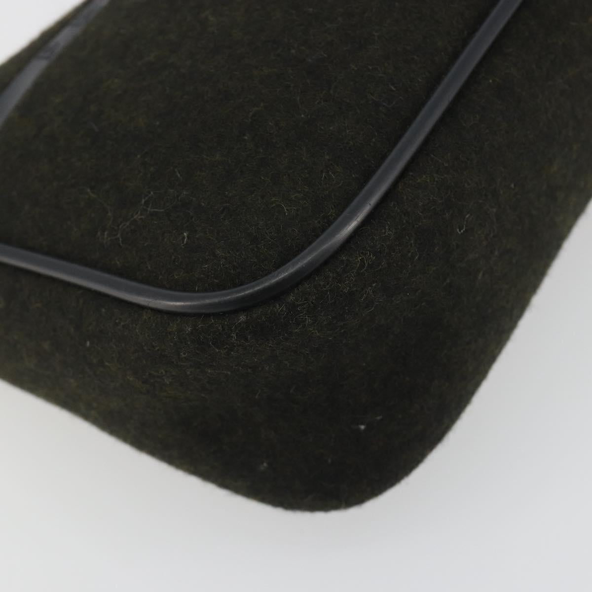 PRADA PRADA Sports Hand Pouch Wool Khaki Silver Auth 195649A