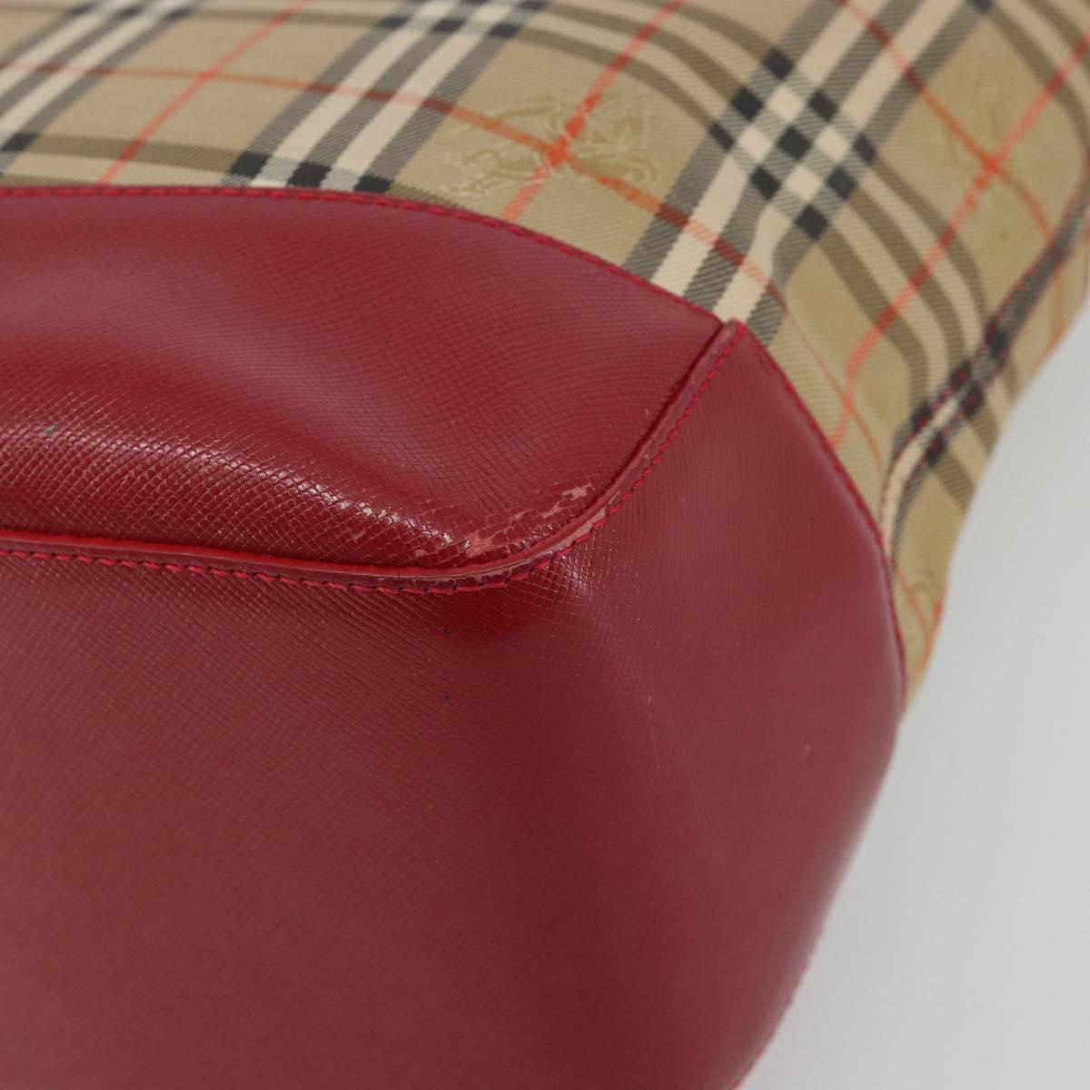BURBERRY Nova Check Hand Bag Canvas Beige Auth 195651