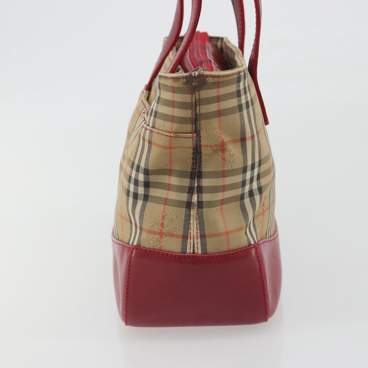 BURBERRY Nova Check Hand Bag Canvas Beige Auth 195651