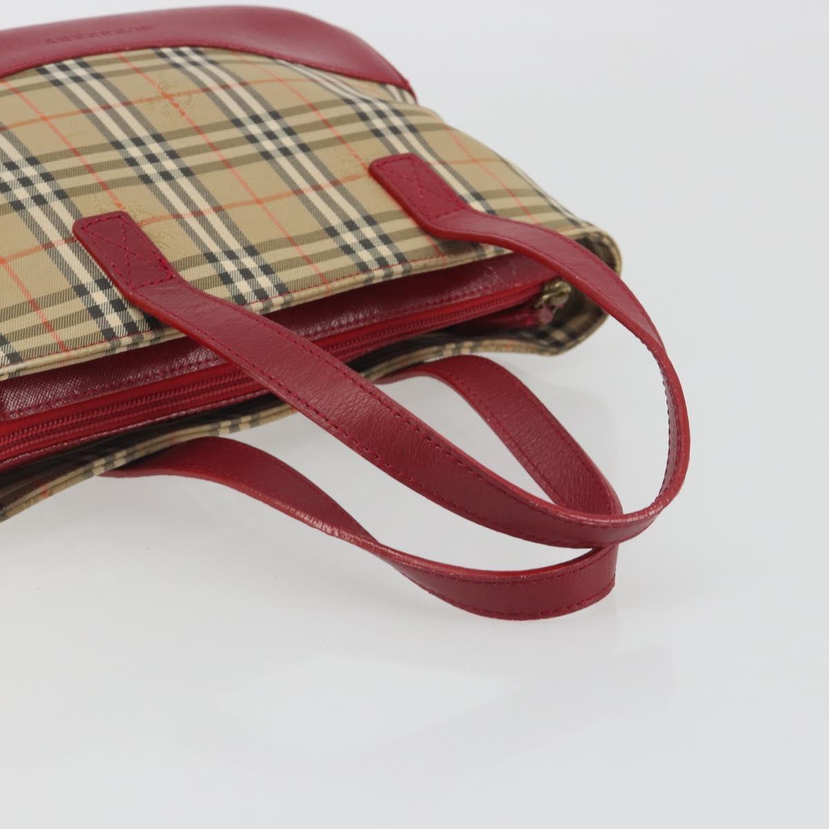 BURBERRY Nova Check Hand Bag Canvas Beige Auth 195651