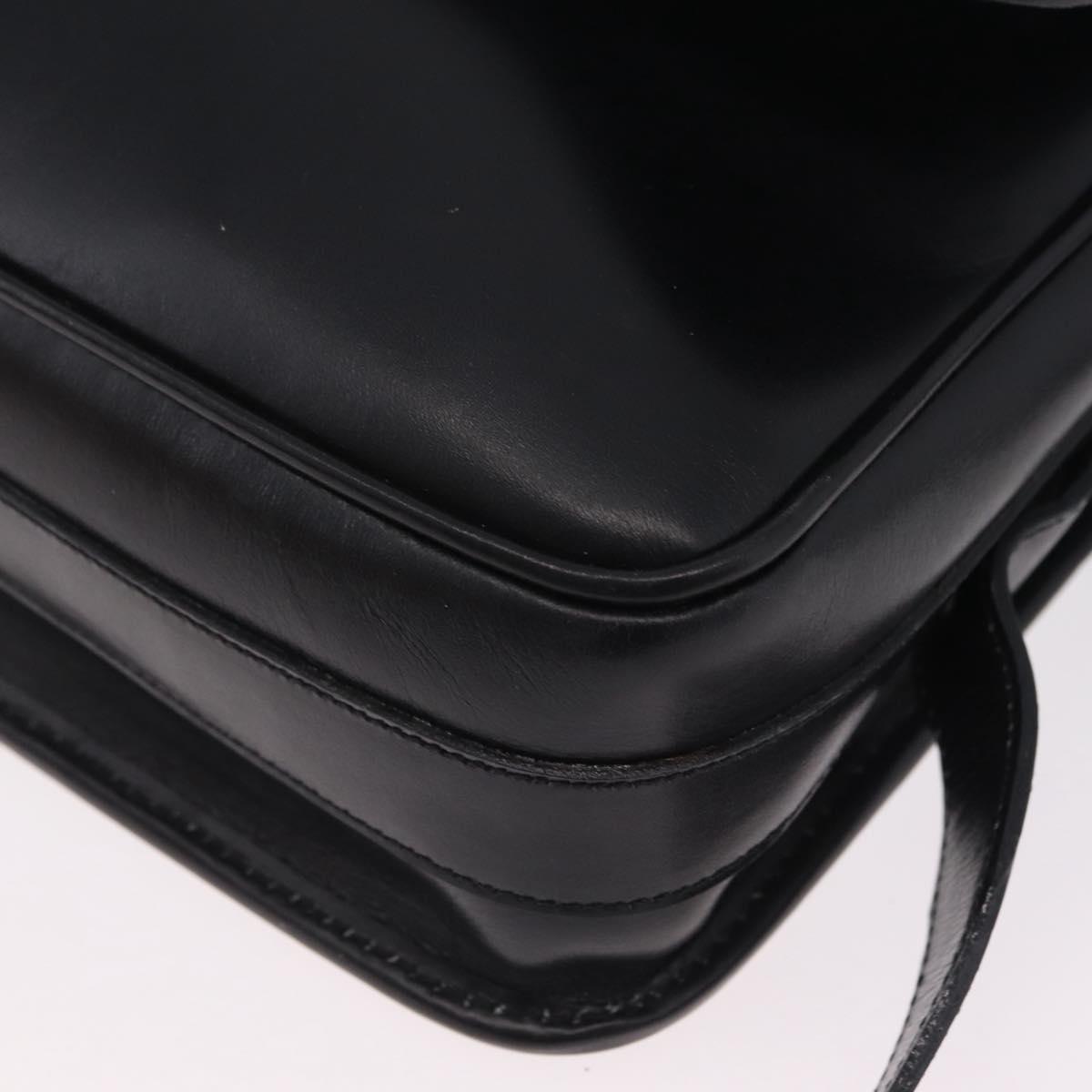 CELINE Shoulder Bag Leather White Black Silver Auth 195652