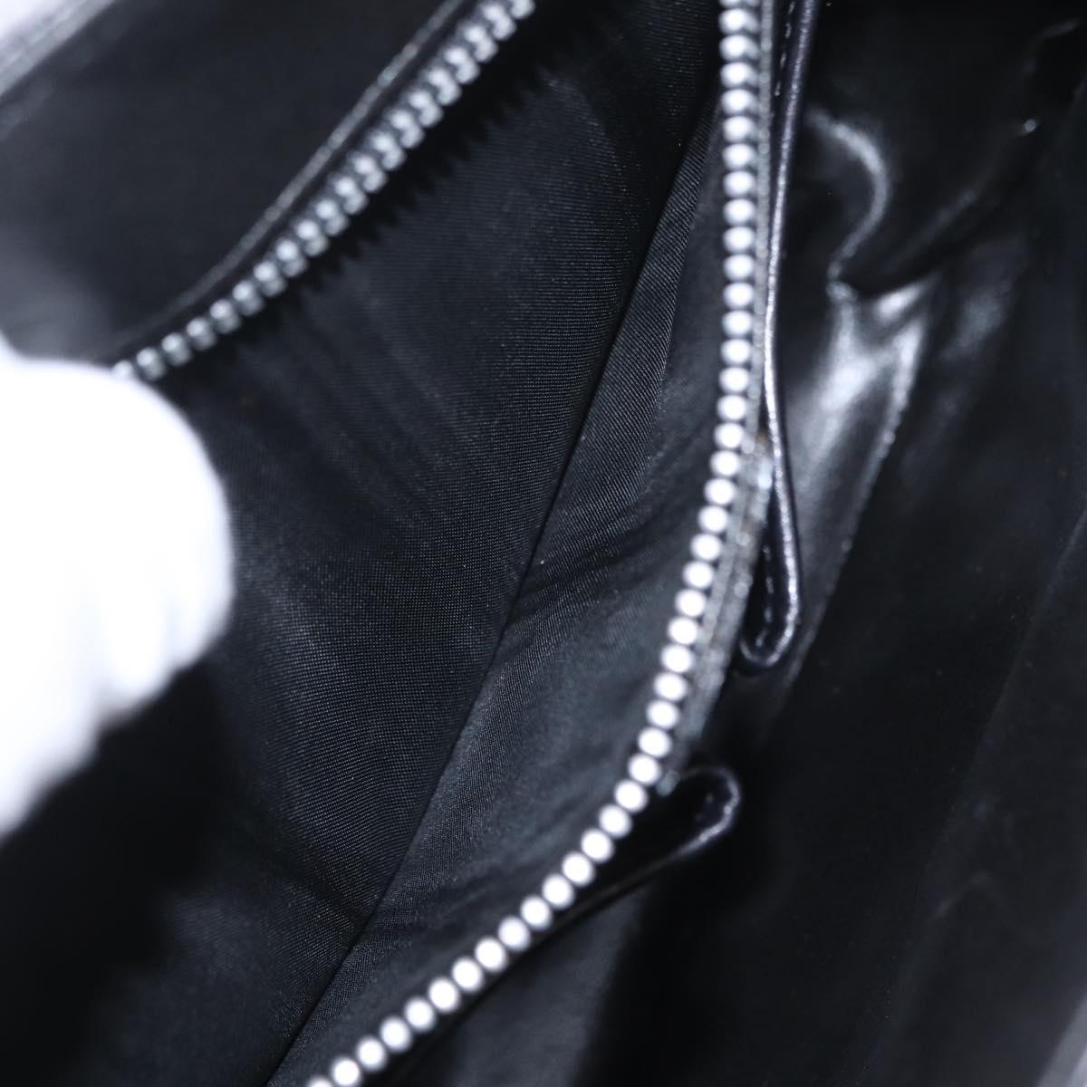 CELINE Shoulder Bag Leather White Black Silver Auth 195652