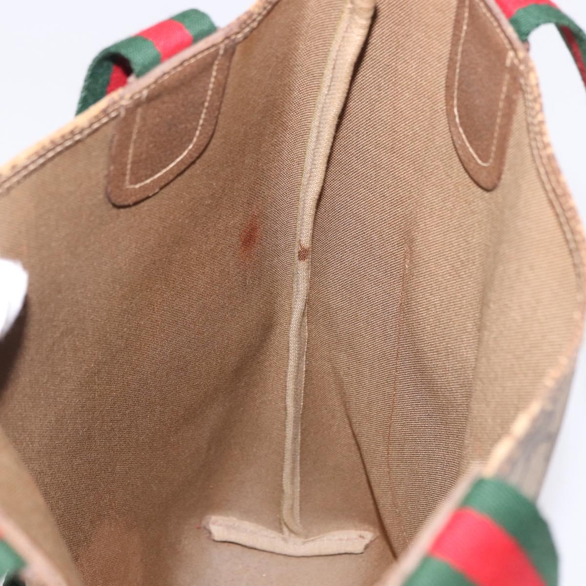 GUCCI GG Supreme Web Sherry Line Tote Bag PVC Beige 39 02 003 Auth 195656
