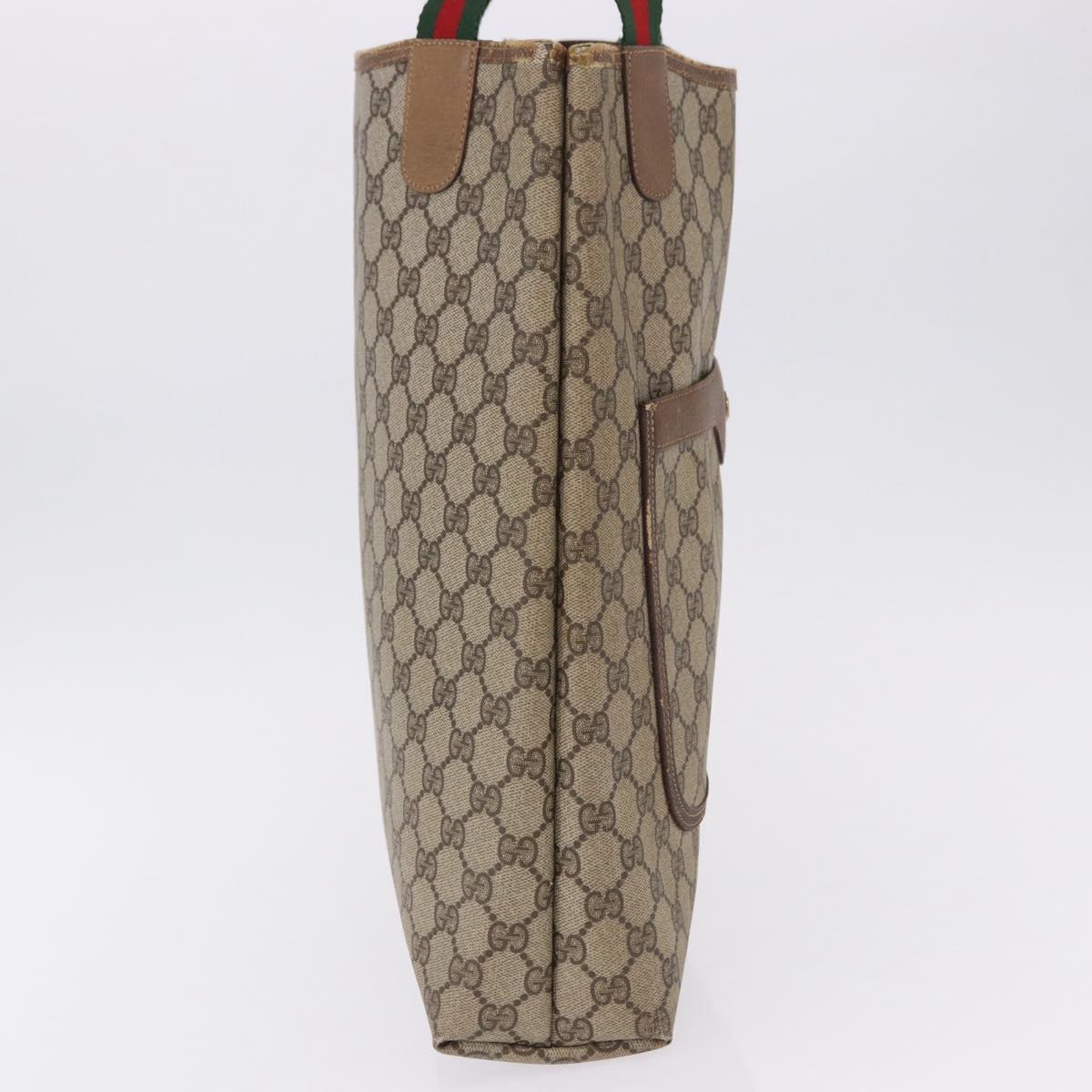 GUCCI GG Supreme Web Sherry Line Tote Bag PVC Beige 39 02 003 Auth 195656
