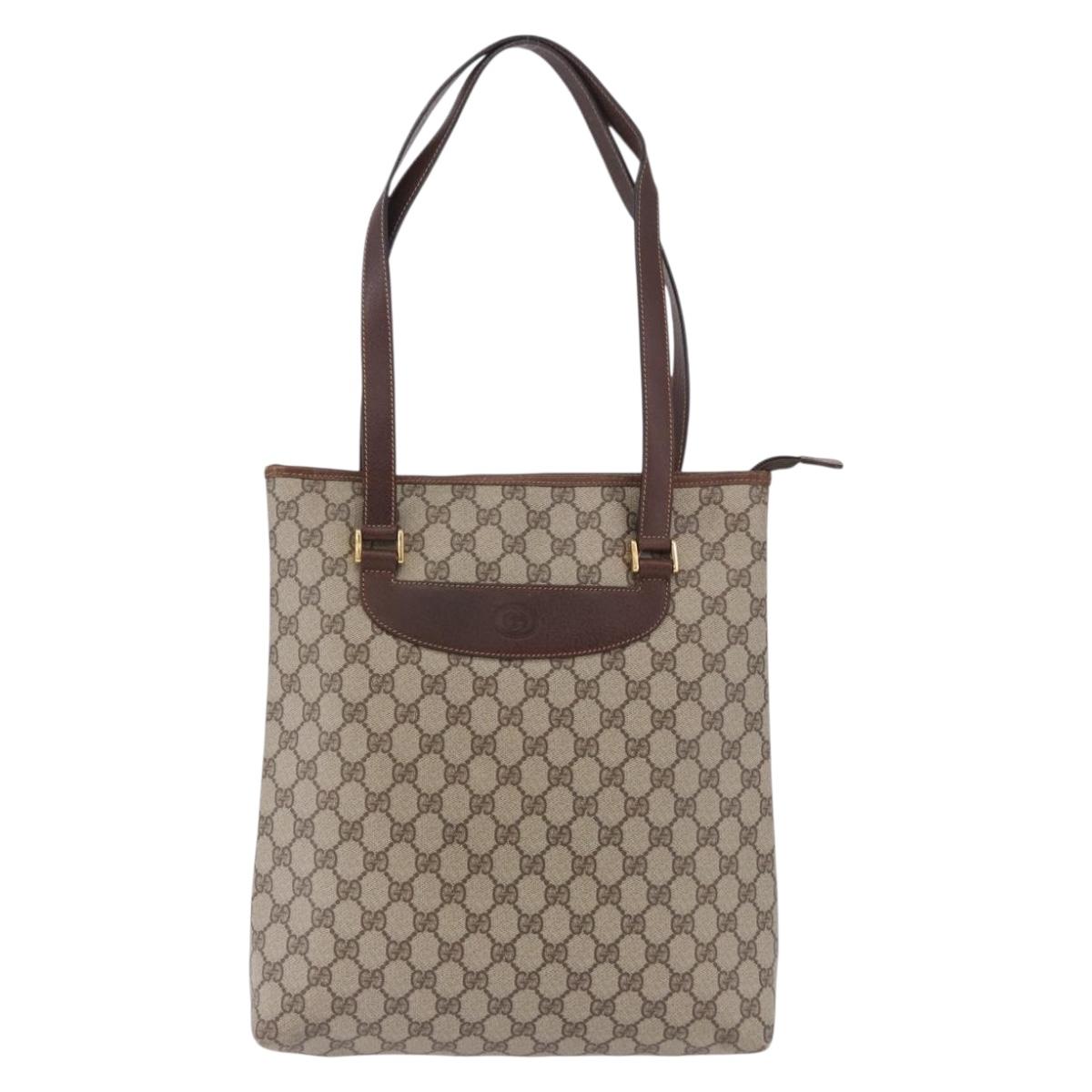 GUCCI GG Supreme Tote Bag PVC Beige Gold 002 39 6130 Auth 195657