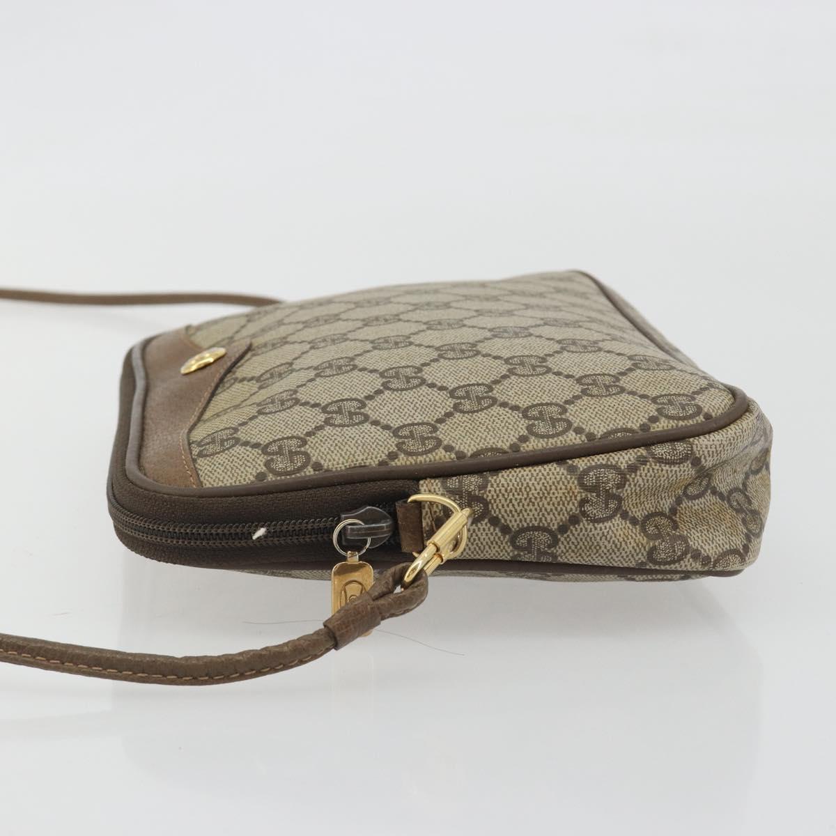 GUCCI GG Supreme Shoulder Bag PVC Beige Gold 97 02 068 Auth 195658