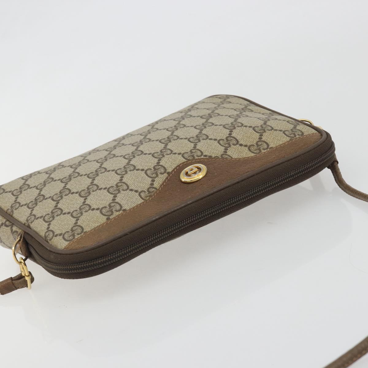 GUCCI GG Supreme Shoulder Bag PVC Beige Gold 97 02 068 Auth 195658