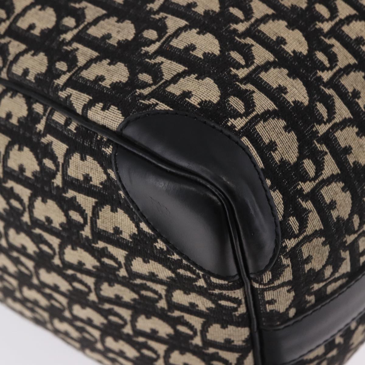 Christian Dior Trotter Canvas Boston Bag Black Gold Auth 195659V