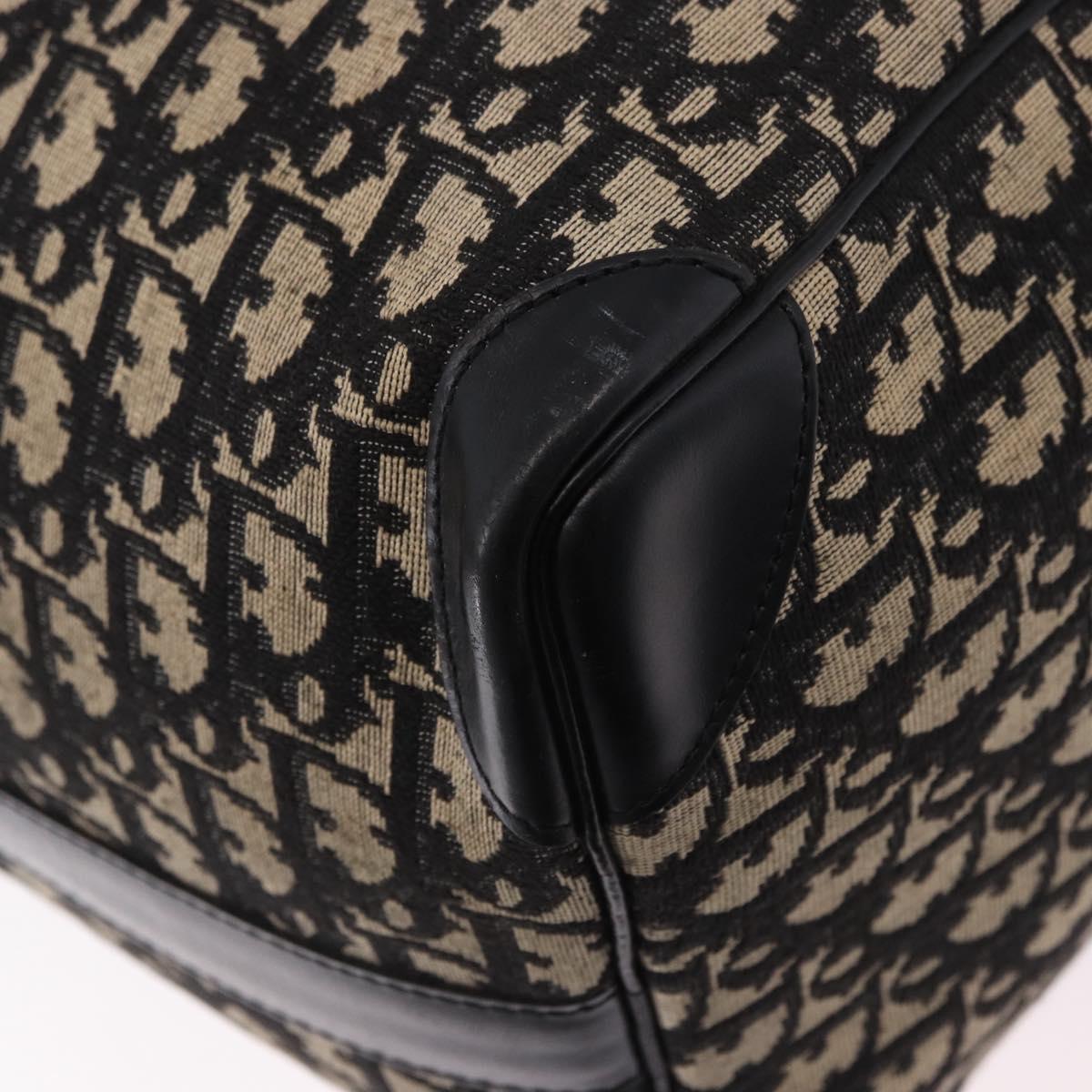 Christian Dior Trotter Canvas Boston Bag Black Gold Auth 195659V