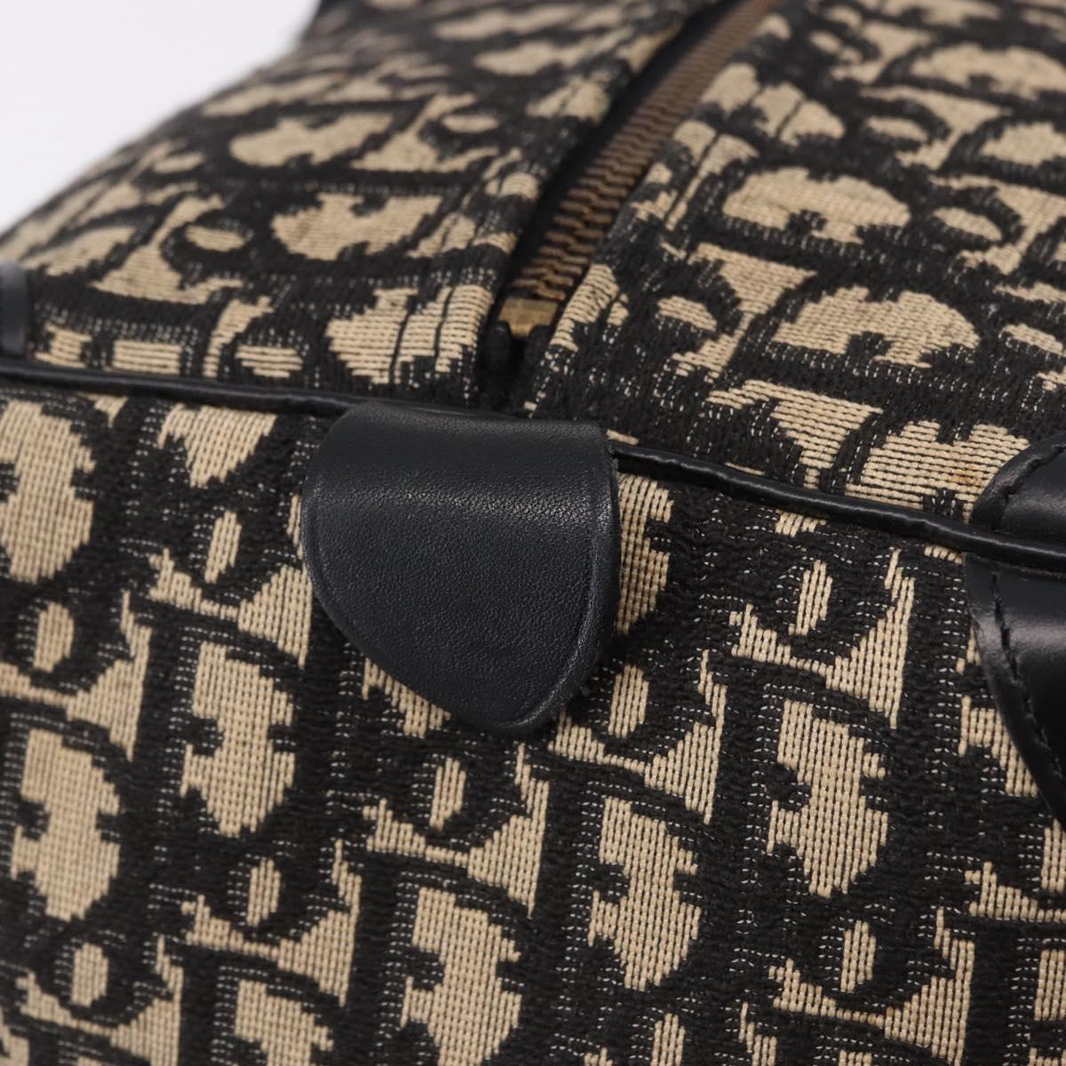 Christian Dior Trotter Canvas Boston Bag Black Gold Auth 195659V