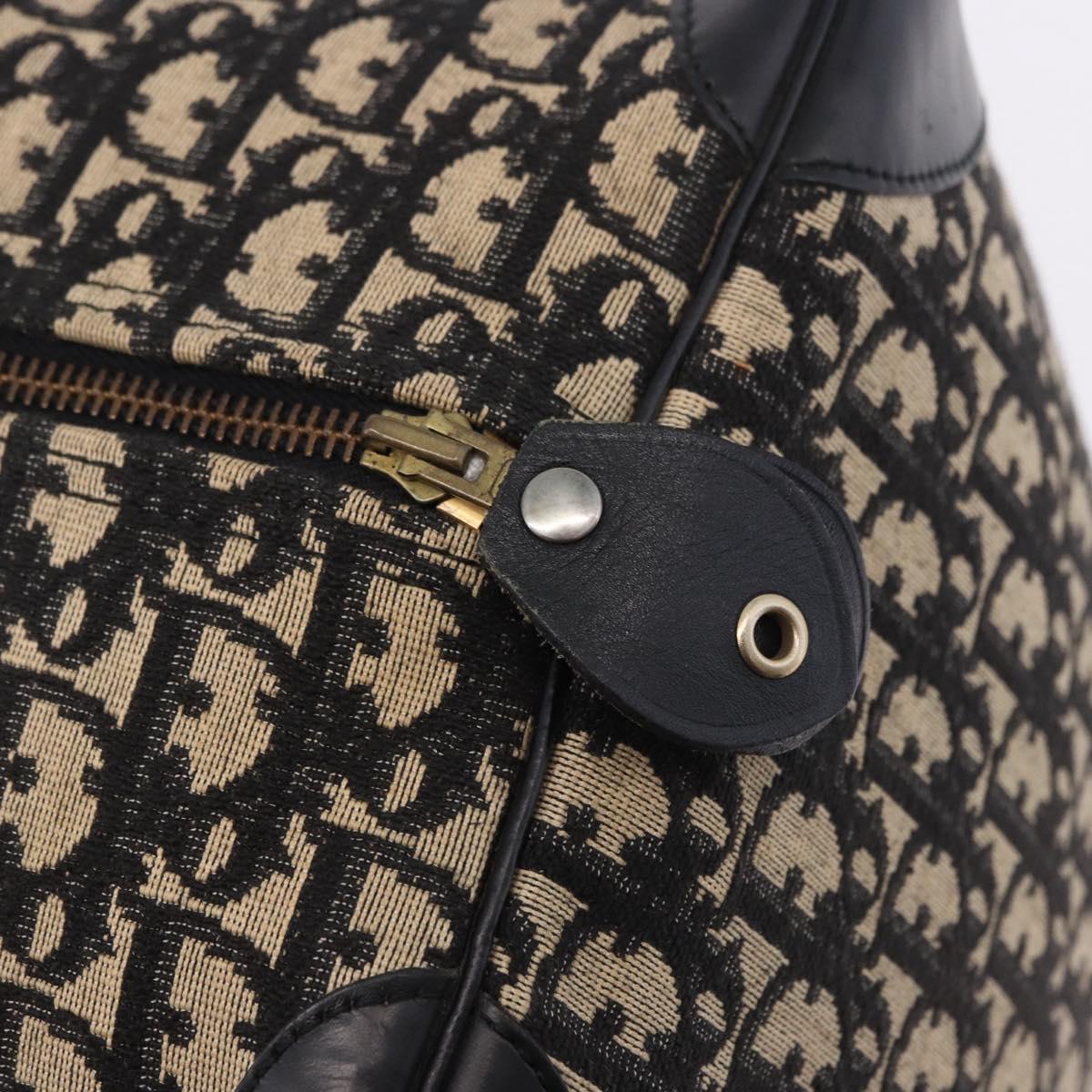 Christian Dior Trotter Canvas Boston Bag Black Gold Auth 195659V