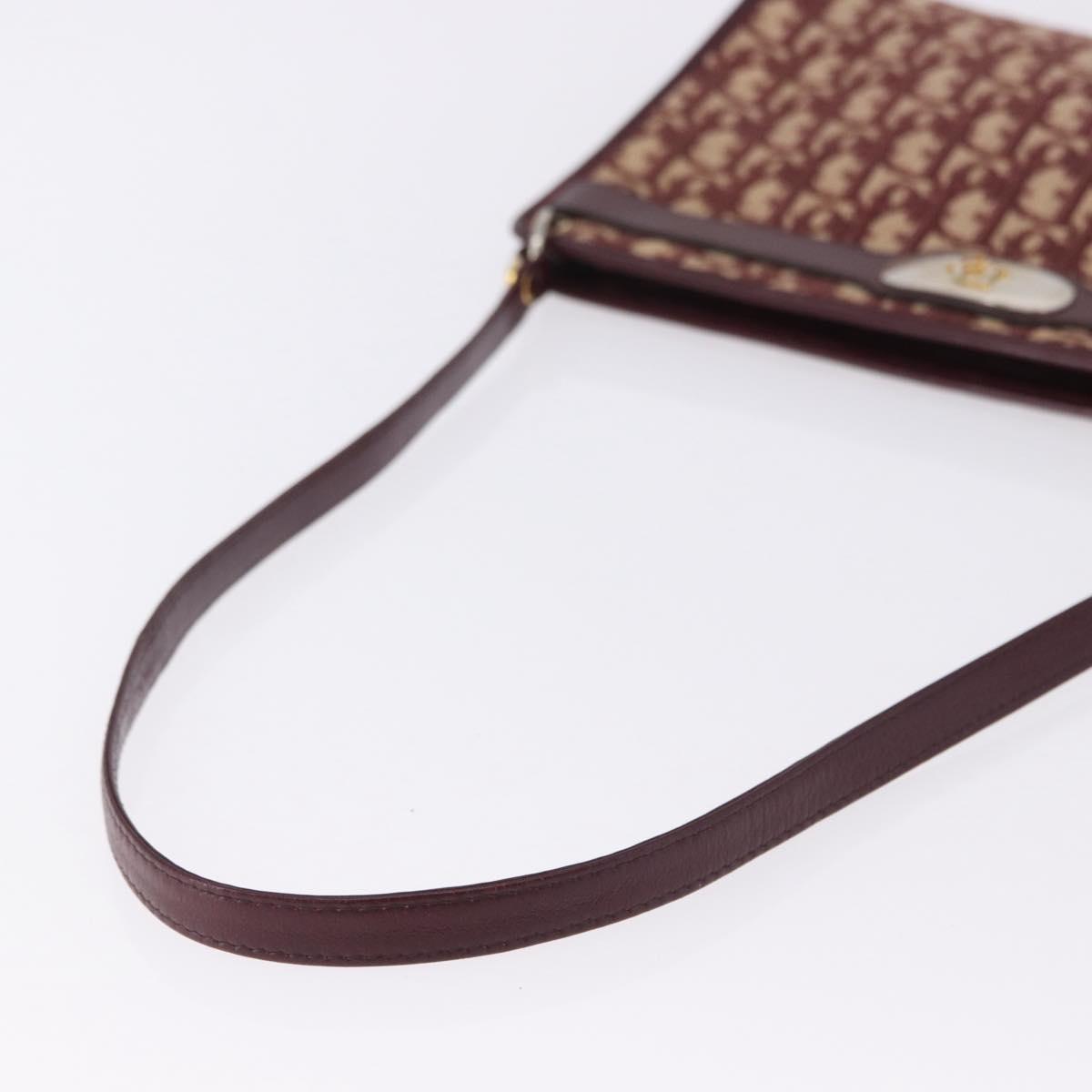 Christian Dior Trotter Canvas Shoulder Bag Red Gold Auth 195662A