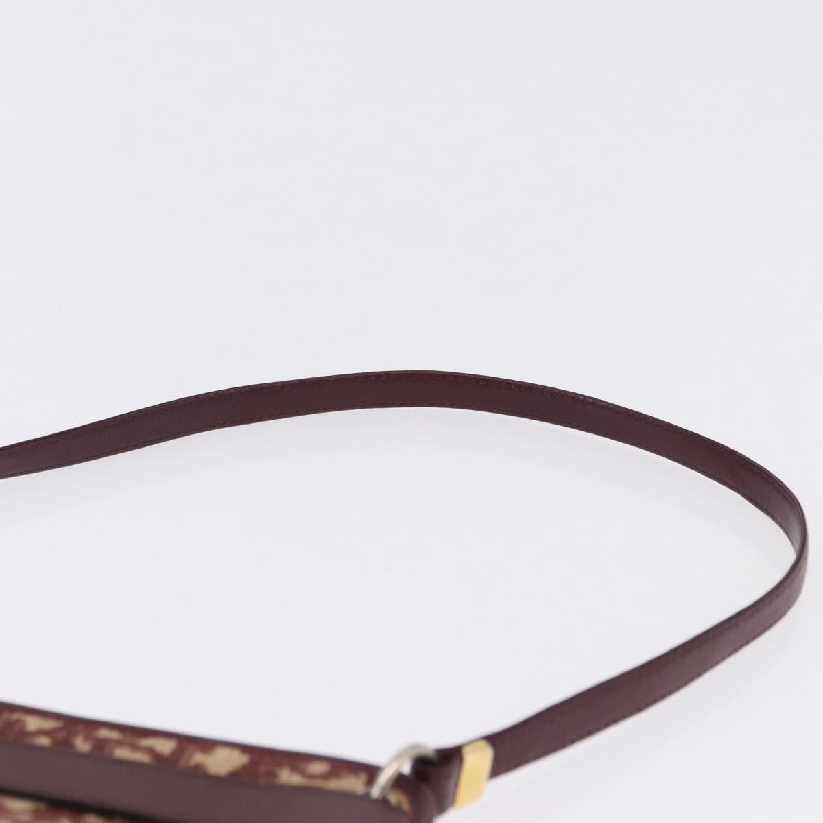 Christian Dior Trotter Canvas Shoulder Bag Red Gold Auth 195662A