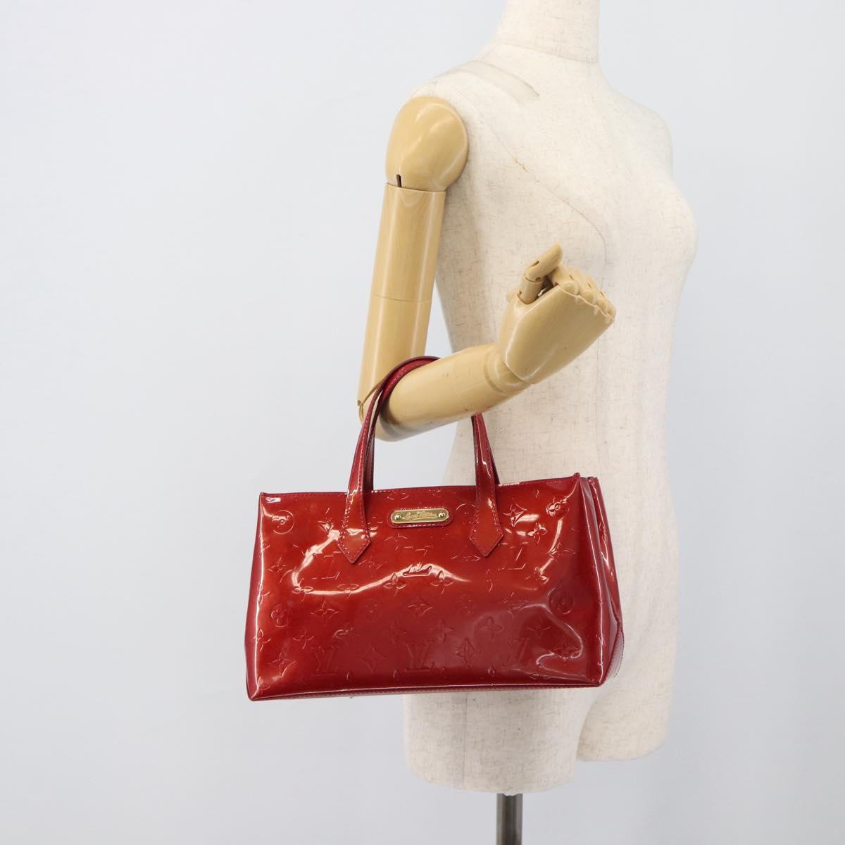 LOUIS VUITTON Monogram Vernis Wilshire PM Bag Pomme D'amour M93642 Auth 195664