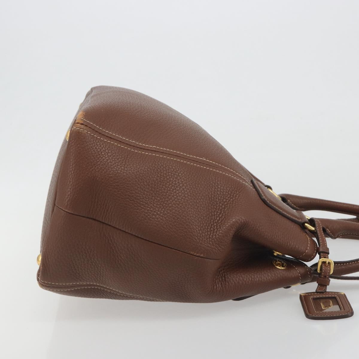 PRADA Hand Bag Vittero Dino Leather 2way Brown Gold Auth 195668V