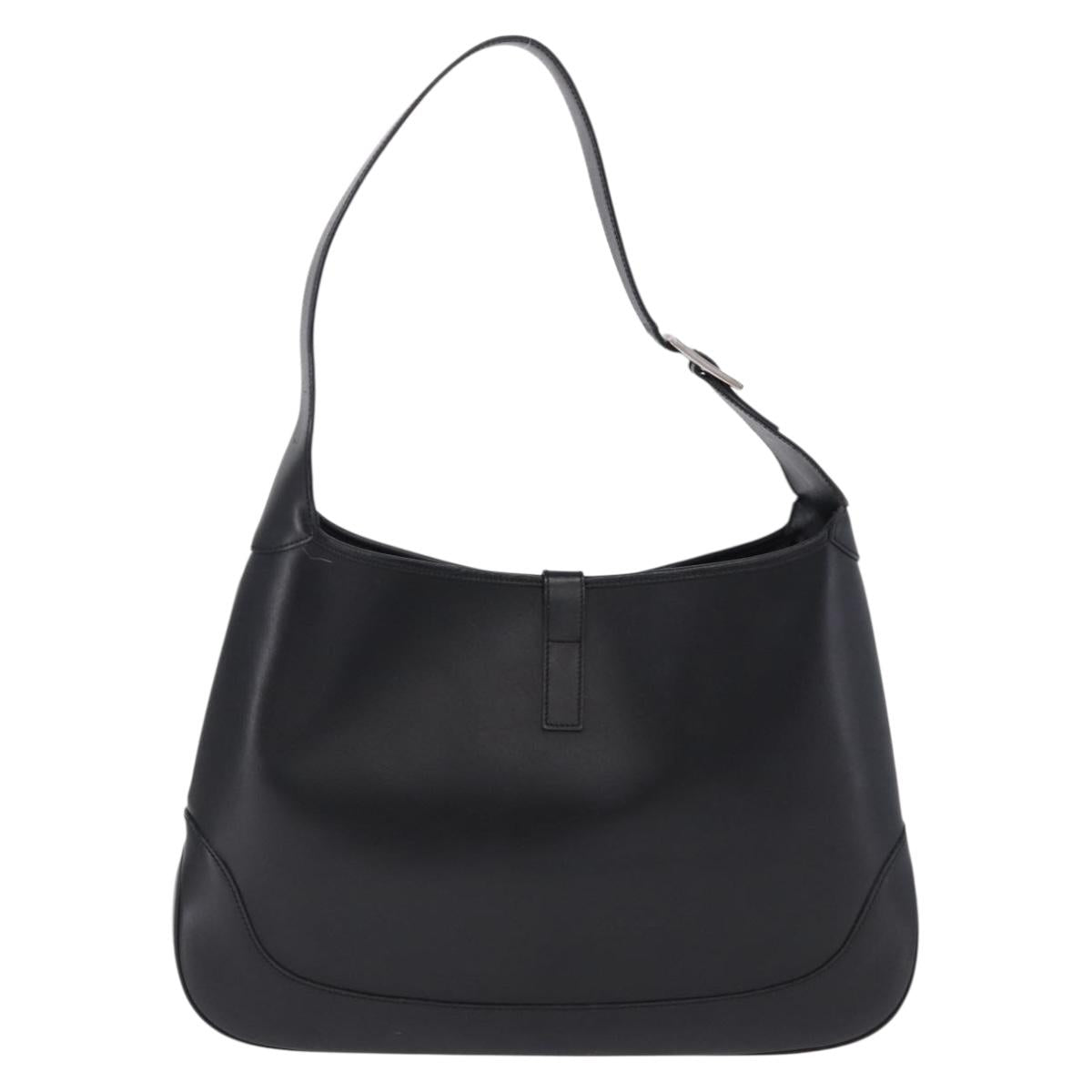GUCCI Jackie Shoulder Bag Leather Black Silver 001 3346 Auth 195669V
