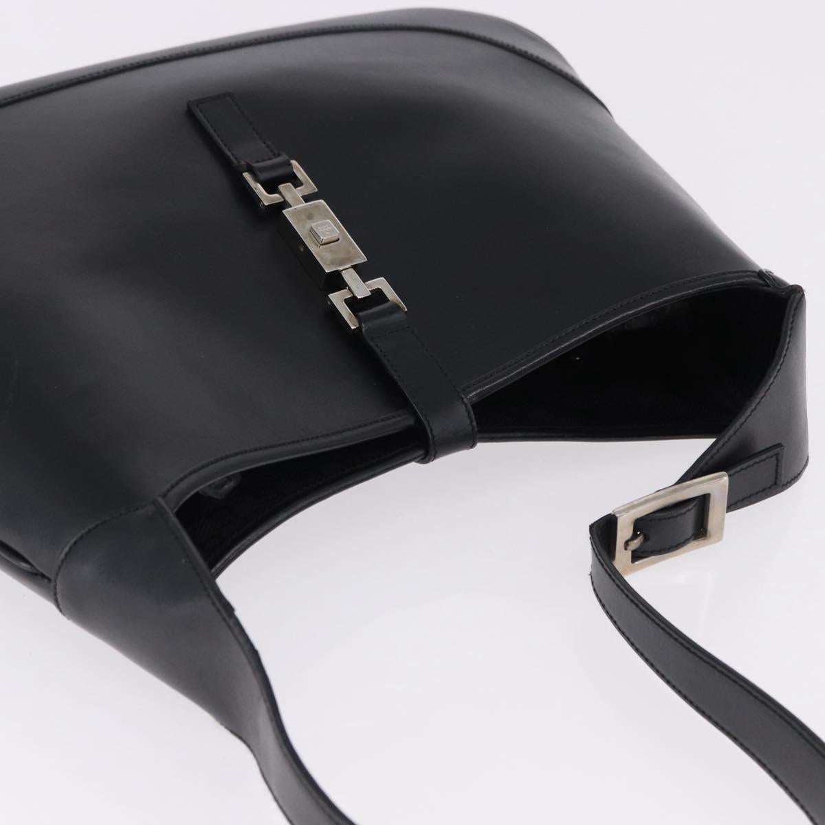 GUCCI Jackie Shoulder Bag Leather Black Silver 001 3346 Auth 195669V