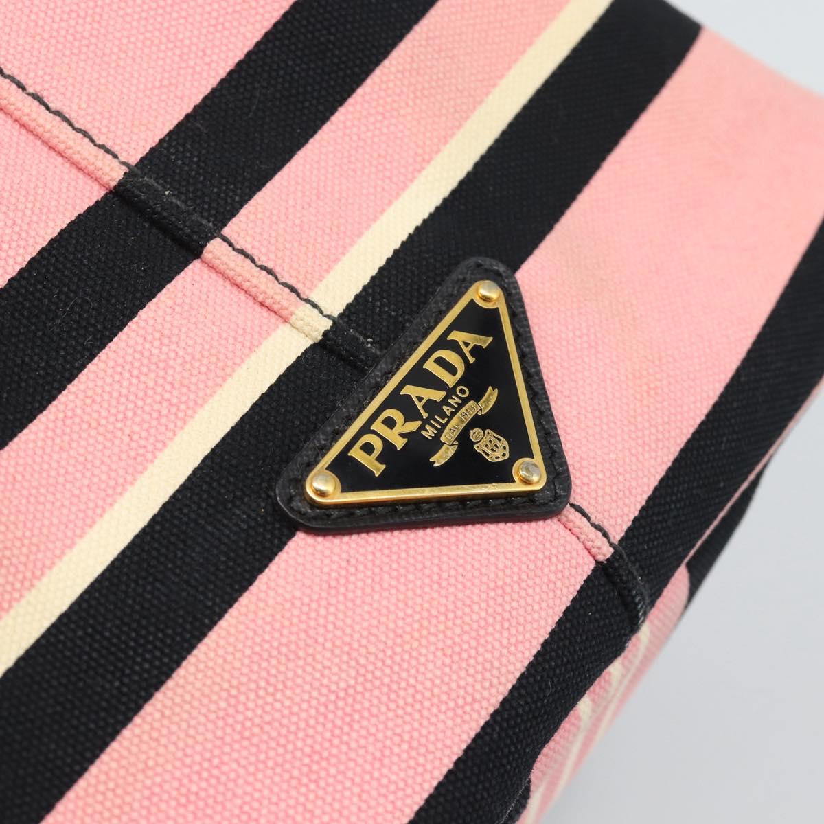 PRADA Canapa MM Hand Bag Canvas 2way Pink Gold Auth 195670